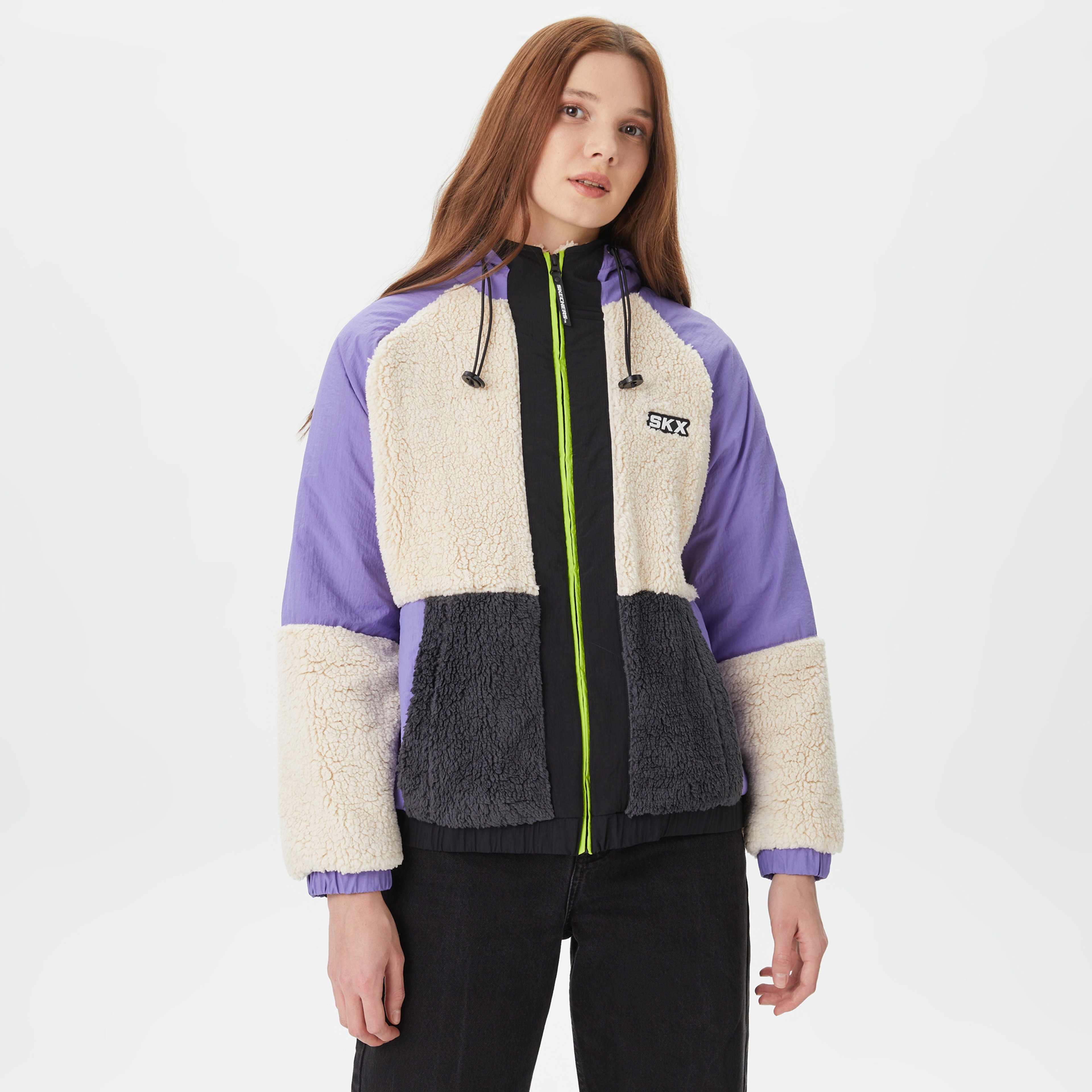 Skechers Outdoor Fleece Full Zip Sherpa Kadın Beyaz Polar