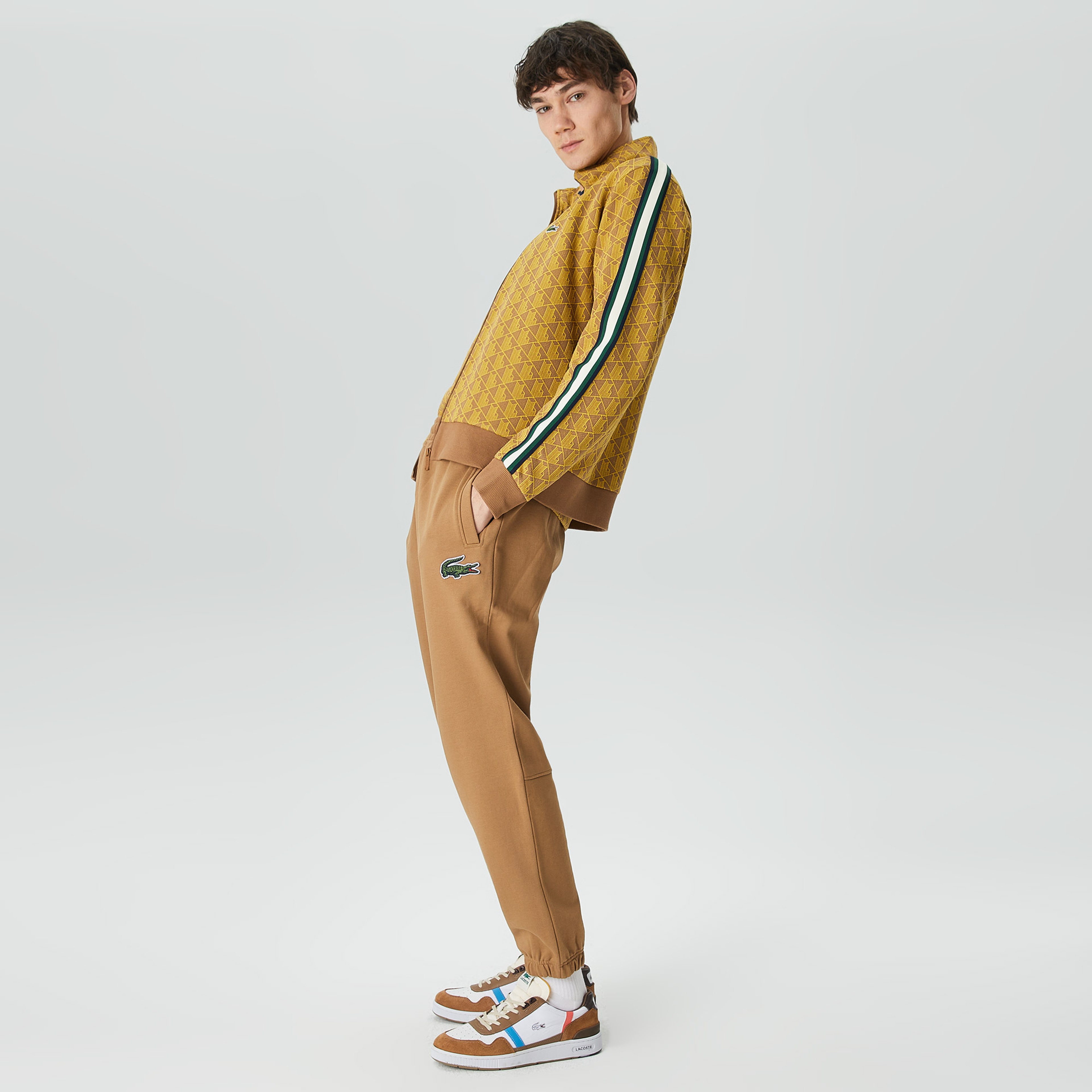 LACOSTE ジオメトリックパターンジャージ US S Lacoste Paris Jacquard Monogram Zipped Sweatshirt9 - XXLSH1368