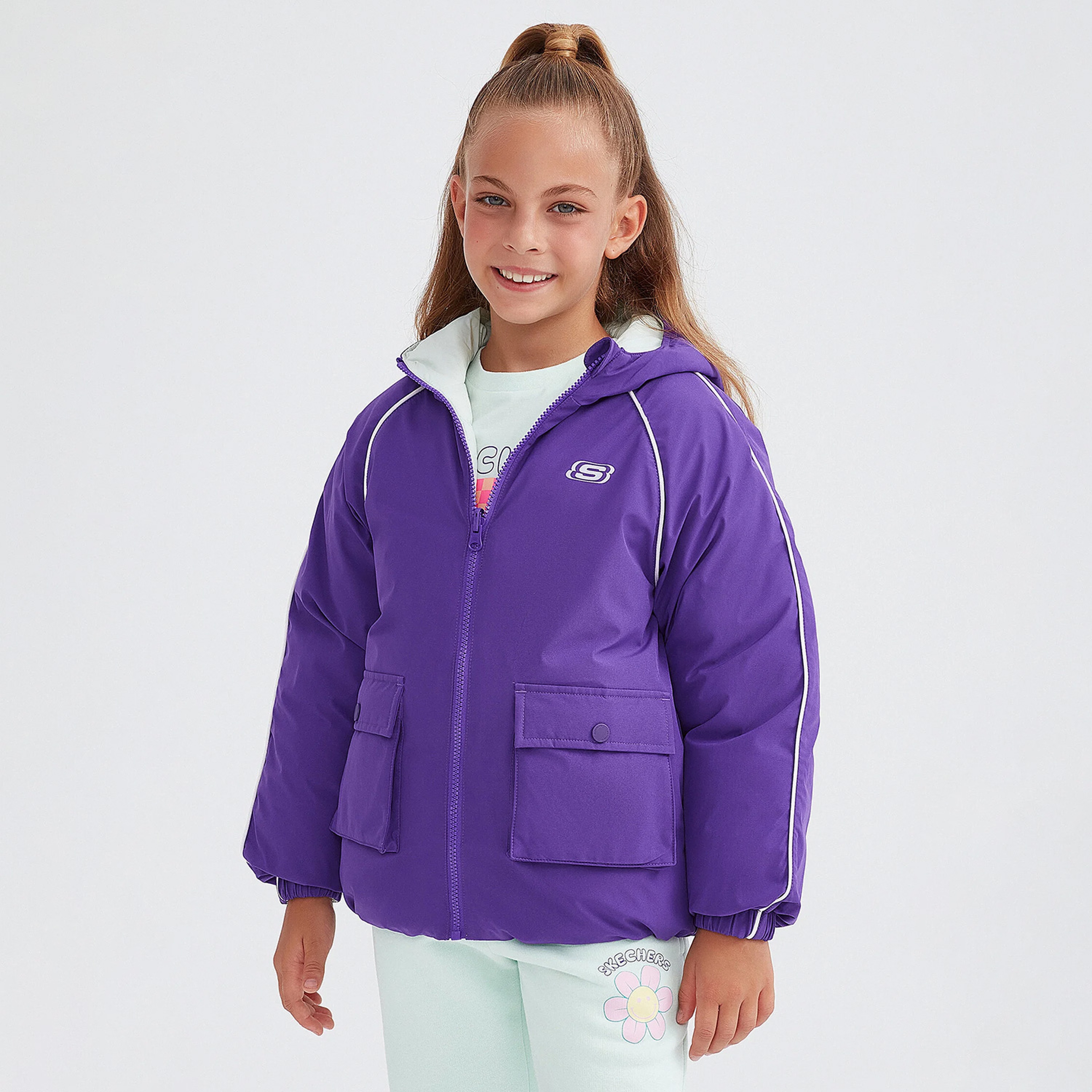 Skechers Classic Çocuk Mor/Beyaz Ceket