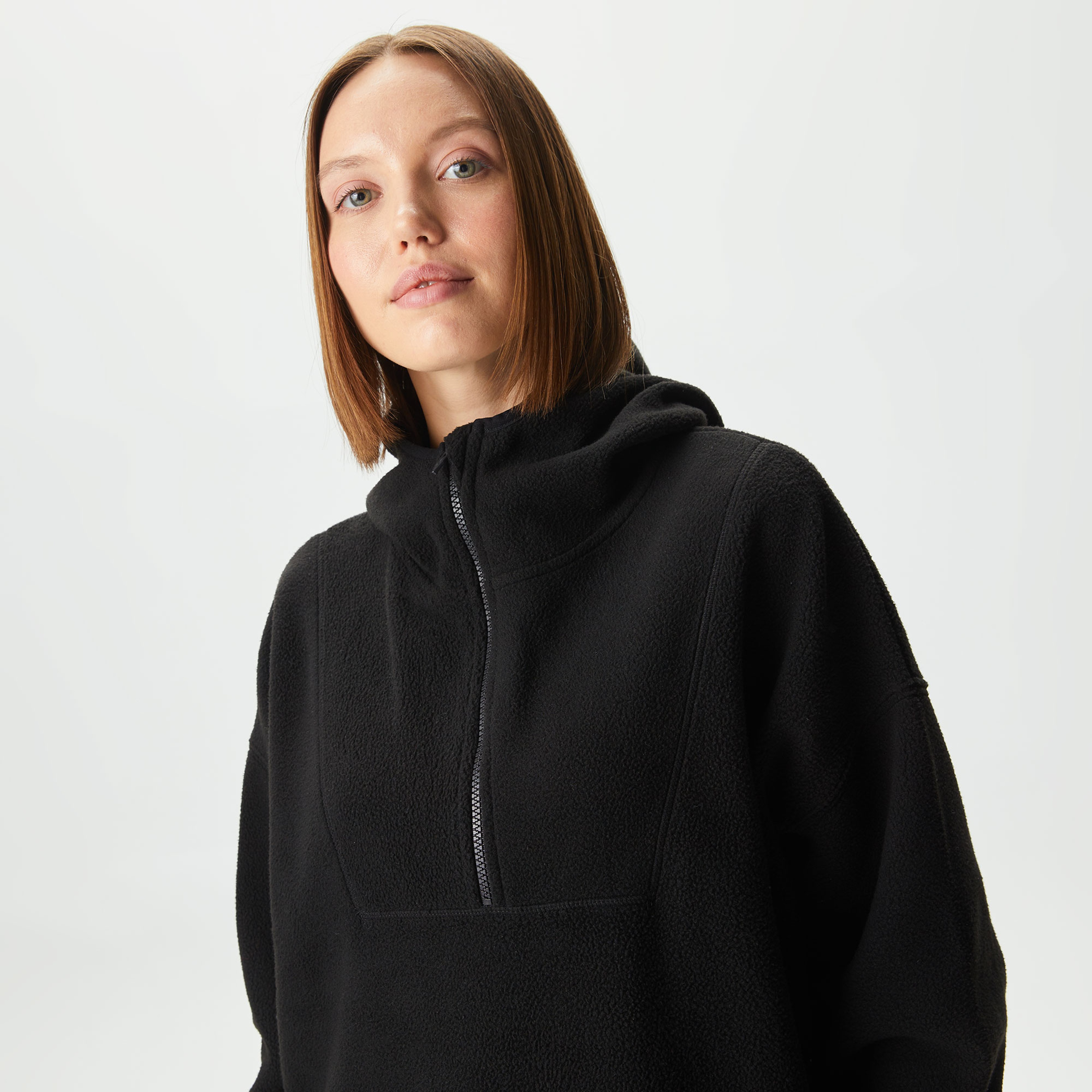 Skechers Outdoor Fleece Half Zip Sherpa Kadın Siyah Eşofman Üstü