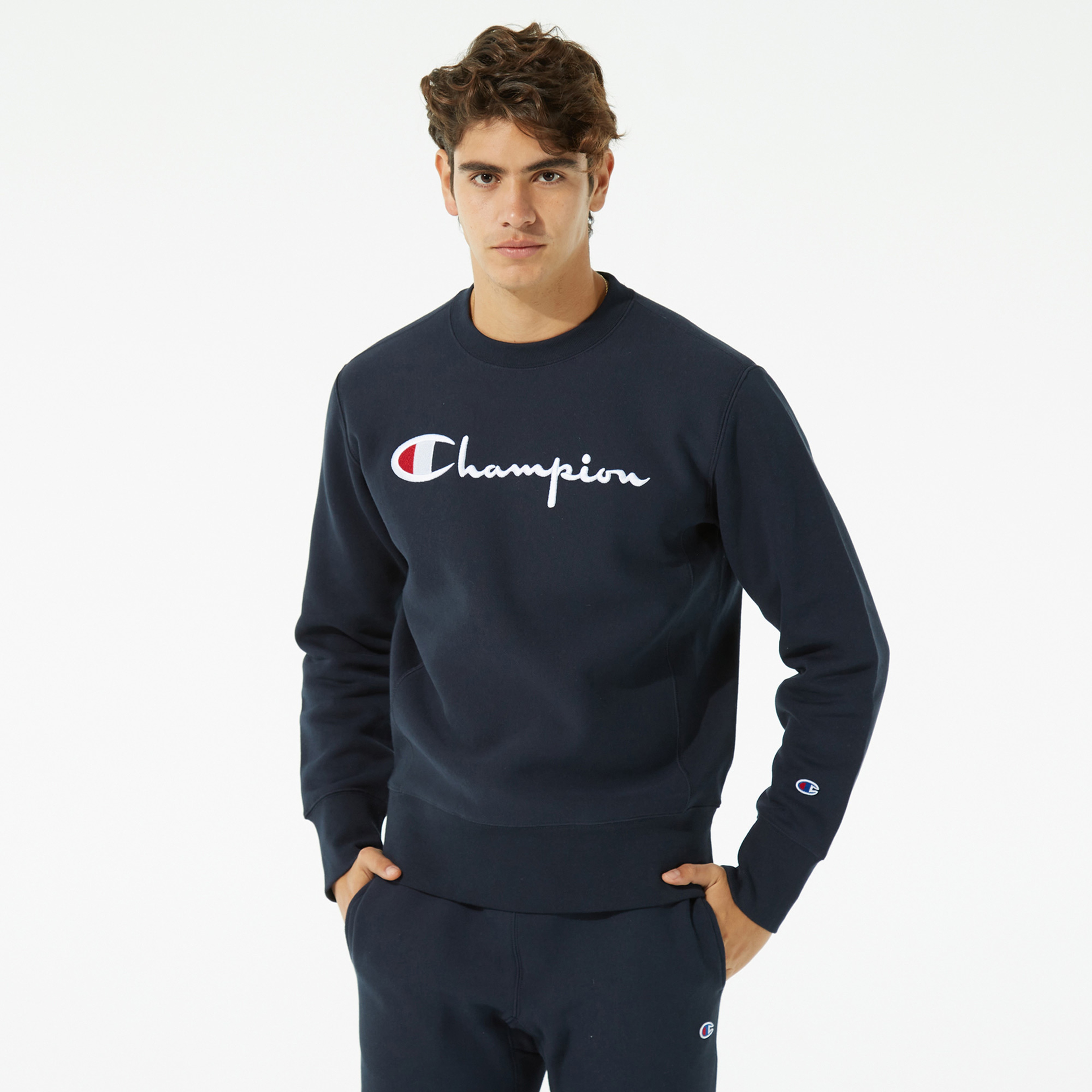 Champion Crewneck Erkek Lacivert Sweatshirt