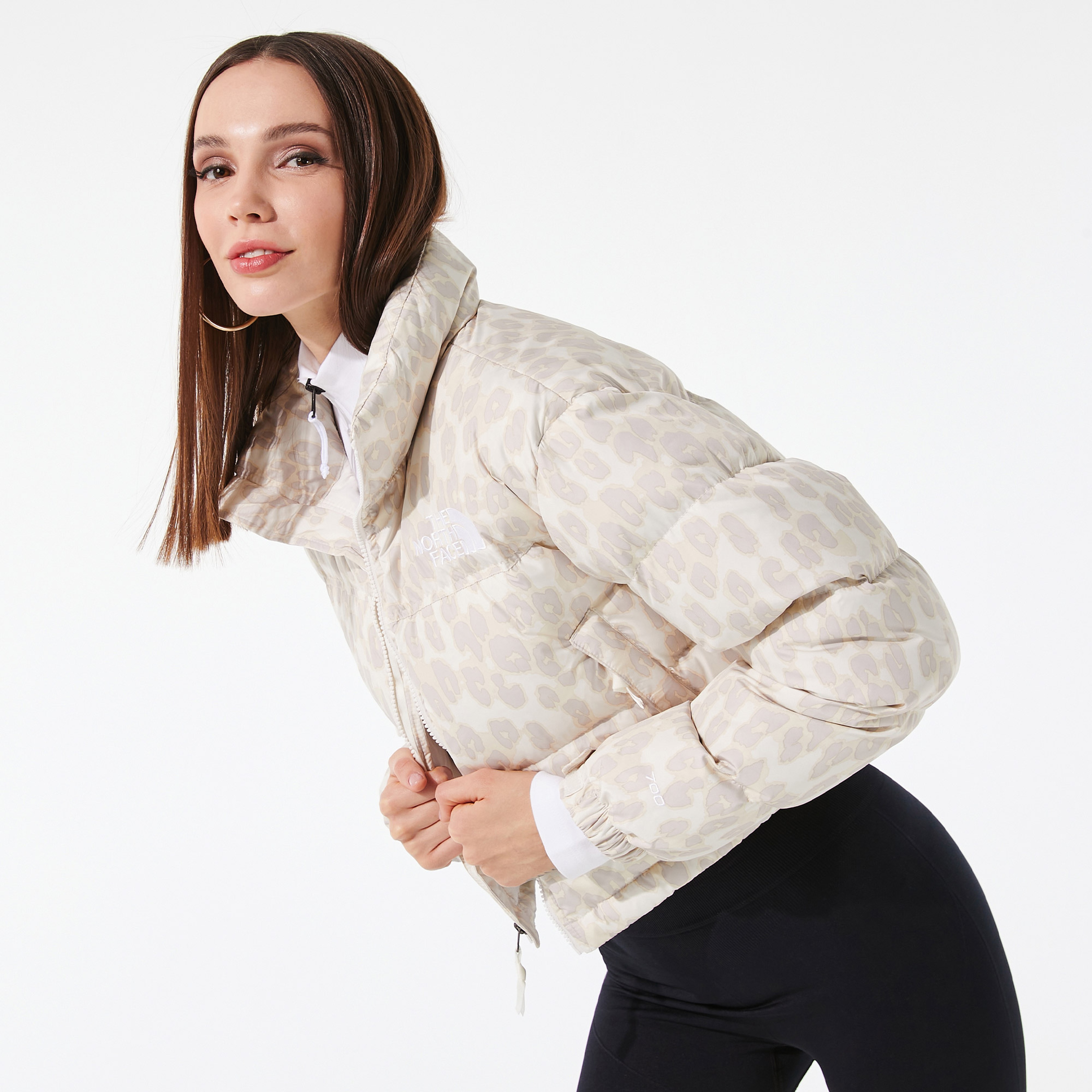 The North Face W Print Nuptse Short Kadın Bej Mont