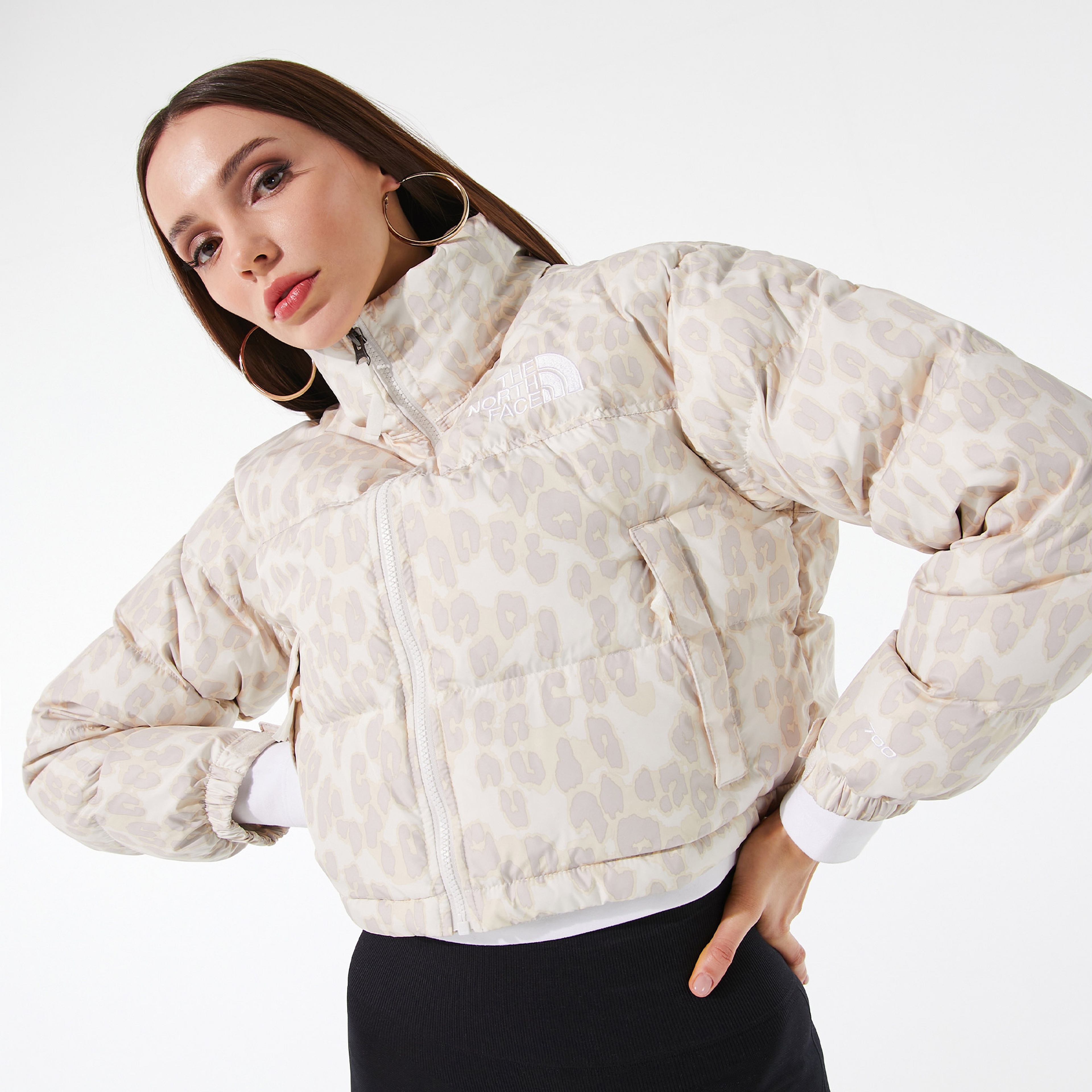 The North Face W Print Nuptse Short Kadın Bej Mont