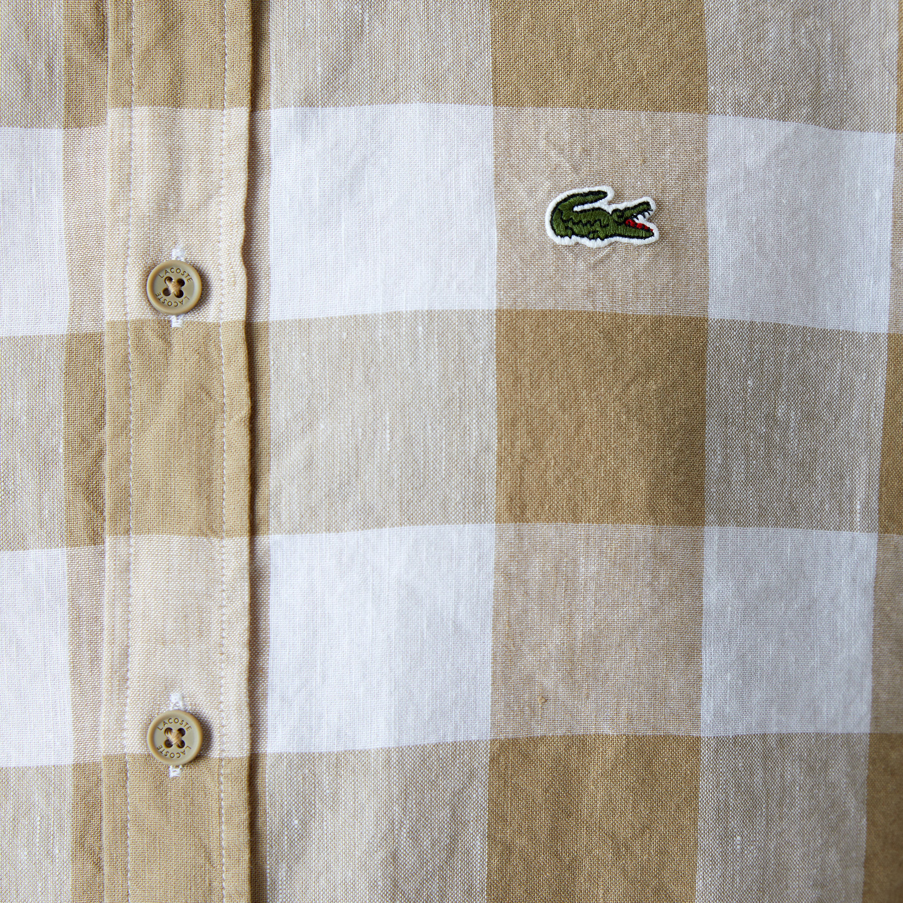 Erkek Regular Fit Ekose Beyaz Gömlek