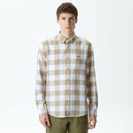 Erkek Regular Fit Ekose Beyaz Gömlek