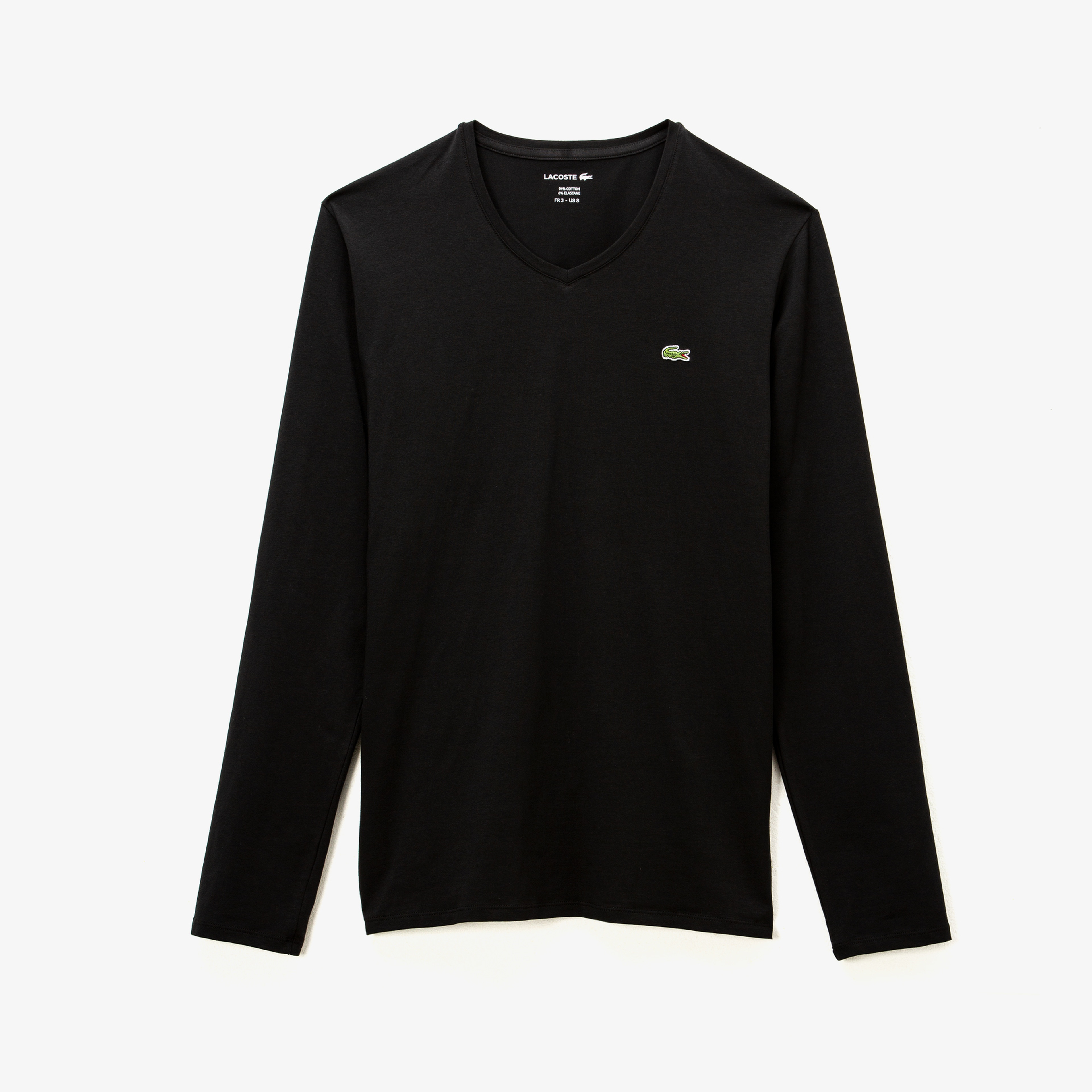 Lacoste Erkek Regular Fit Uzun Kollu V Yaka Siyah T-Shirt