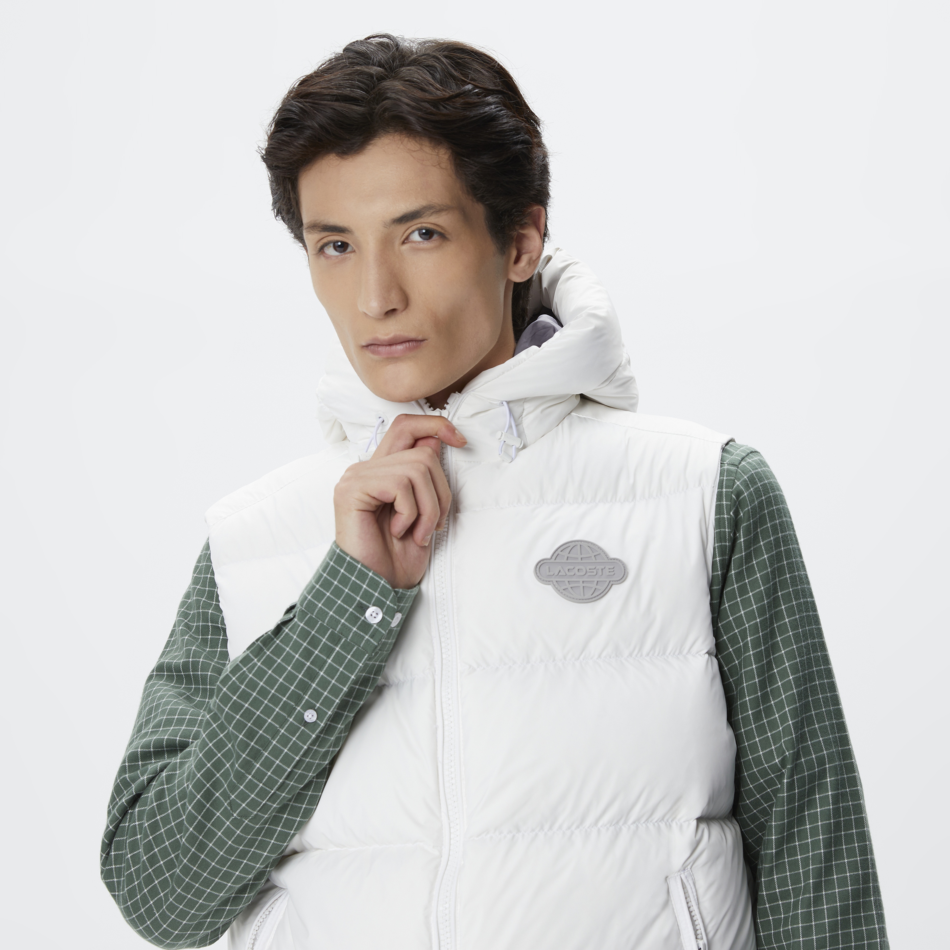 Lacoste Erkek Kapüşonlu Beyaz Yelek