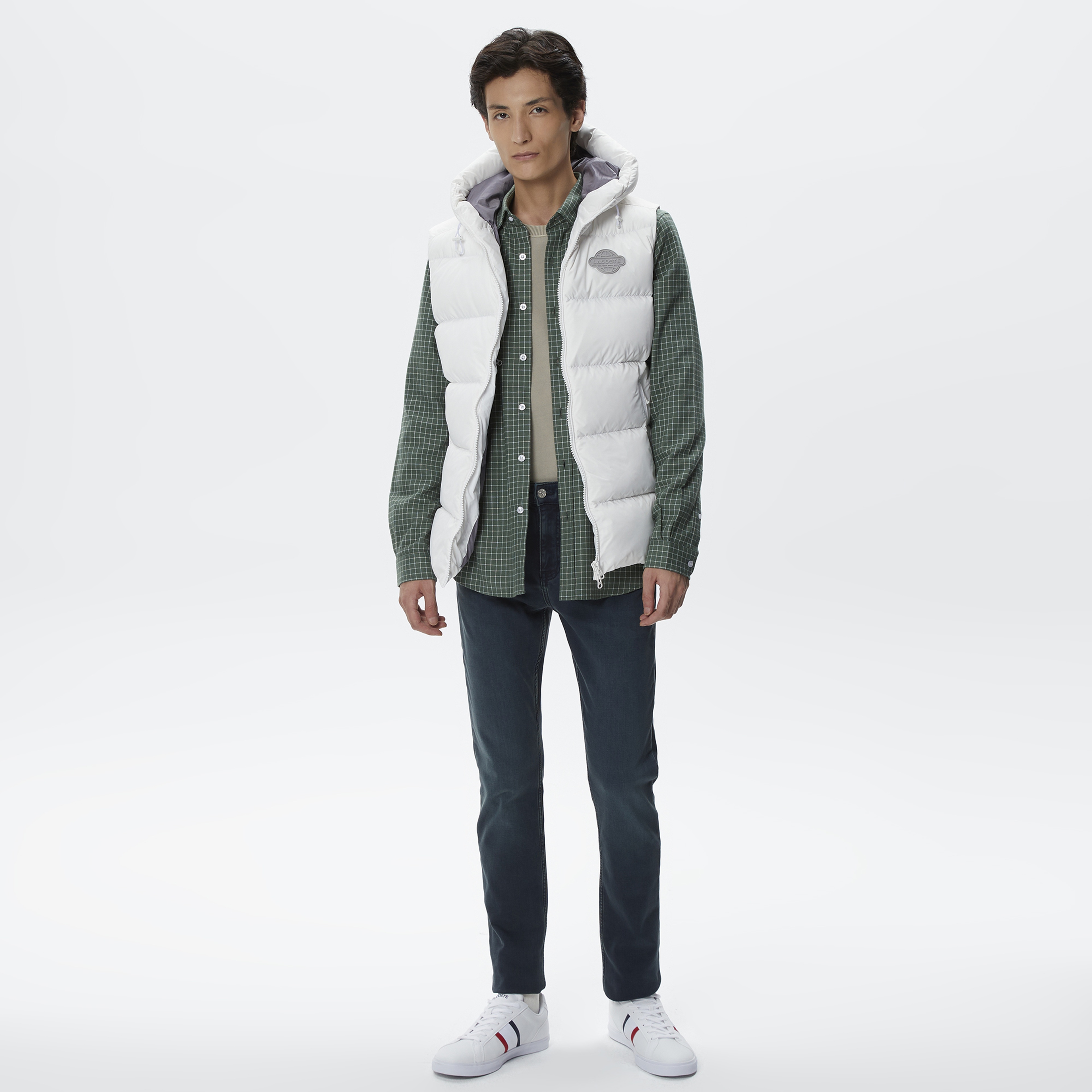 Lacoste Erkek Kapüşonlu Beyaz Yelek