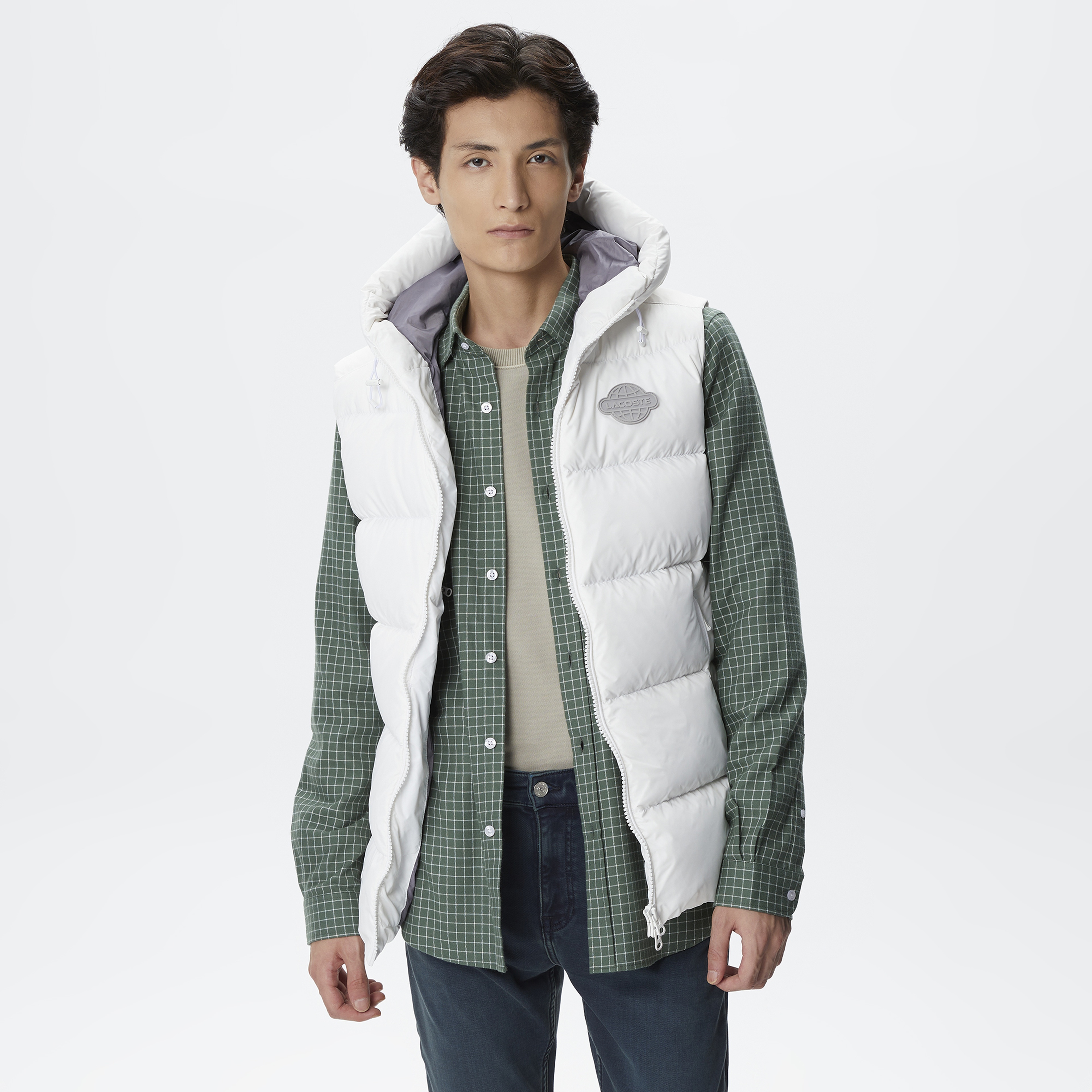 Lacoste Erkek Kapüşonlu Beyaz Yelek