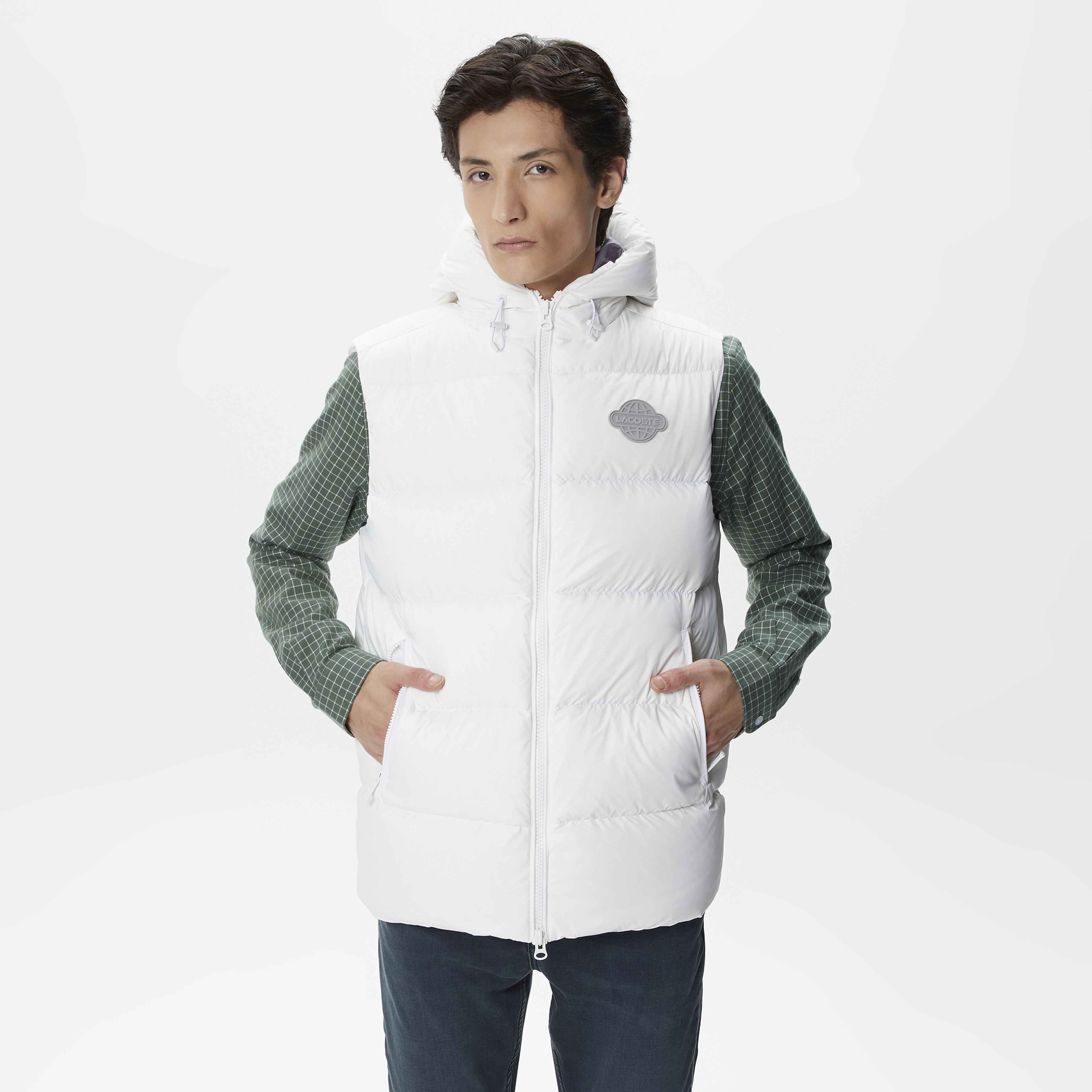 Lacoste Erkek Kapüşonlu Beyaz Yelek