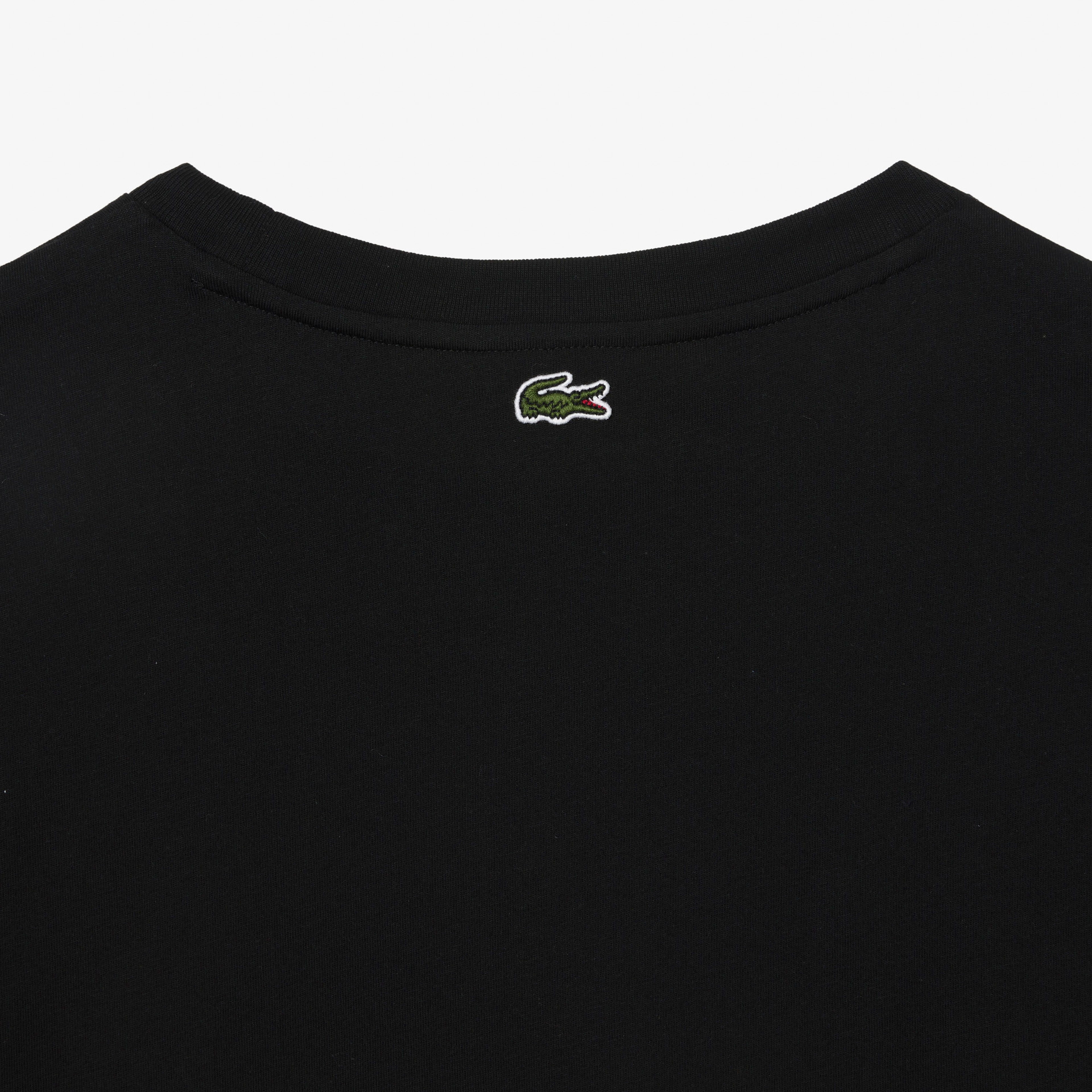 Lacoste Kadın Relaxed Fit Bisiklet Yaka Baskılı Siyah T-Shirt
