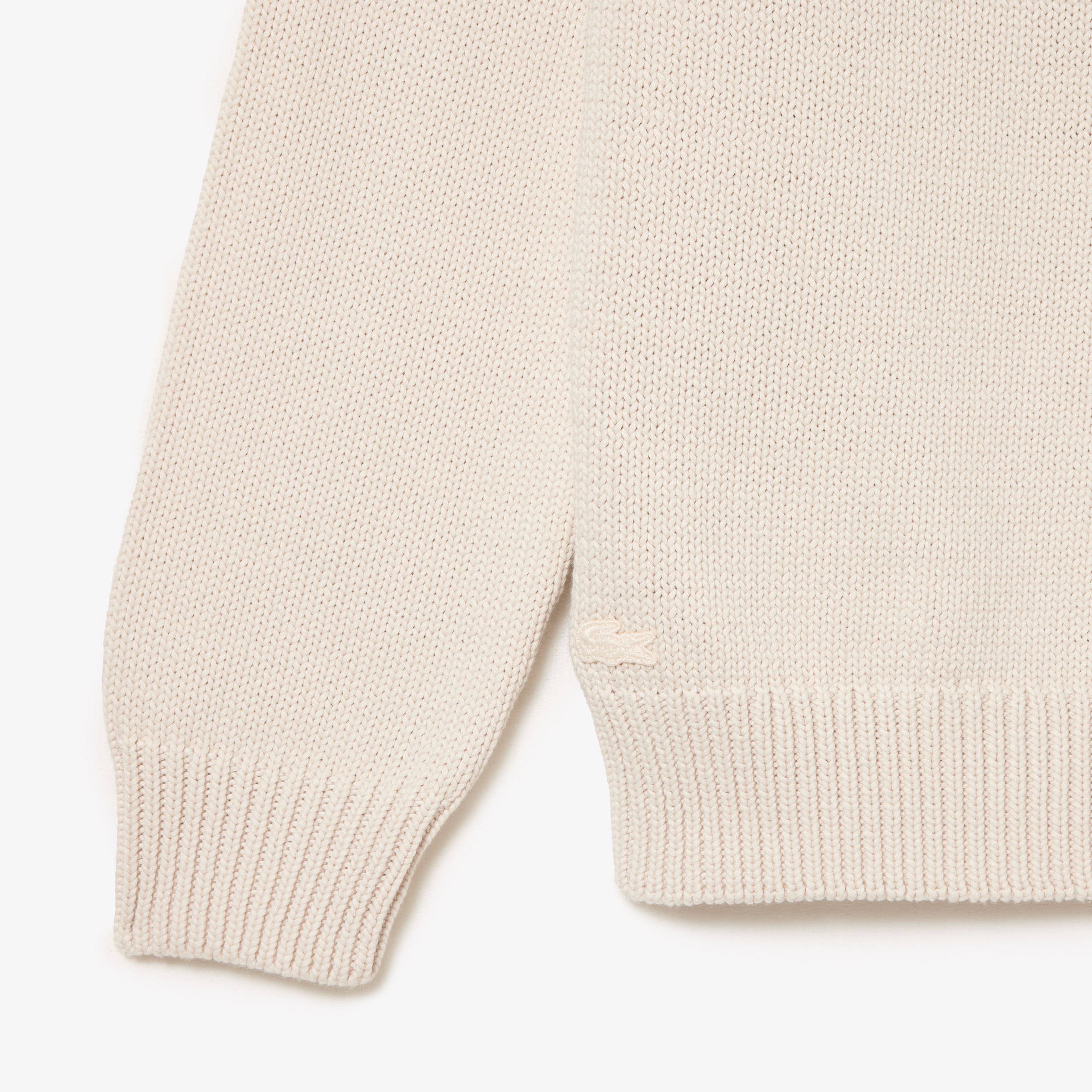 Erkek Classic Fit Uzun Kollu Bisiklet Yaka Baskılı Beyaz Triko