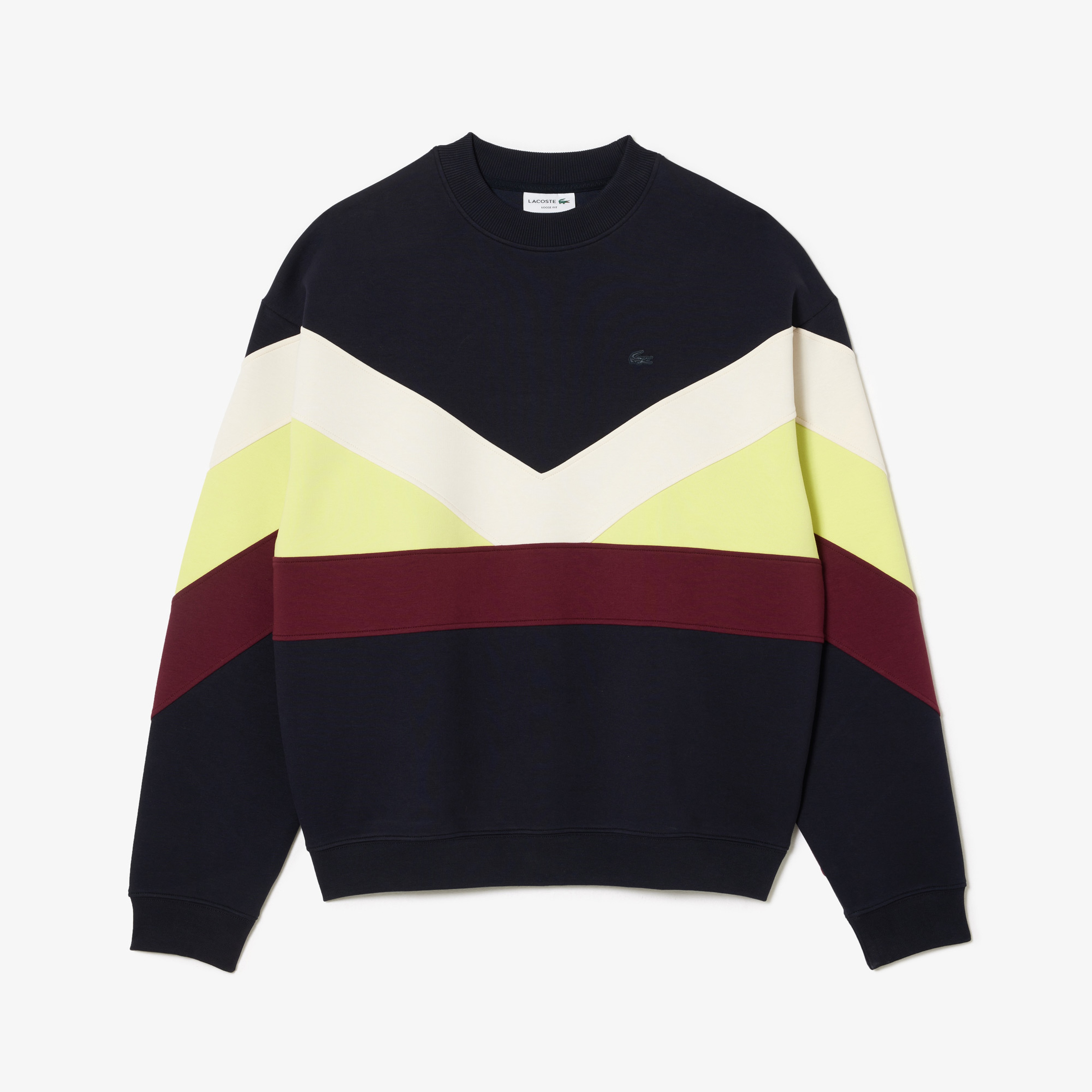 Erkek Loose Fit Bisiklet Yaka Renk Bloklu Siyah Sweatshirt