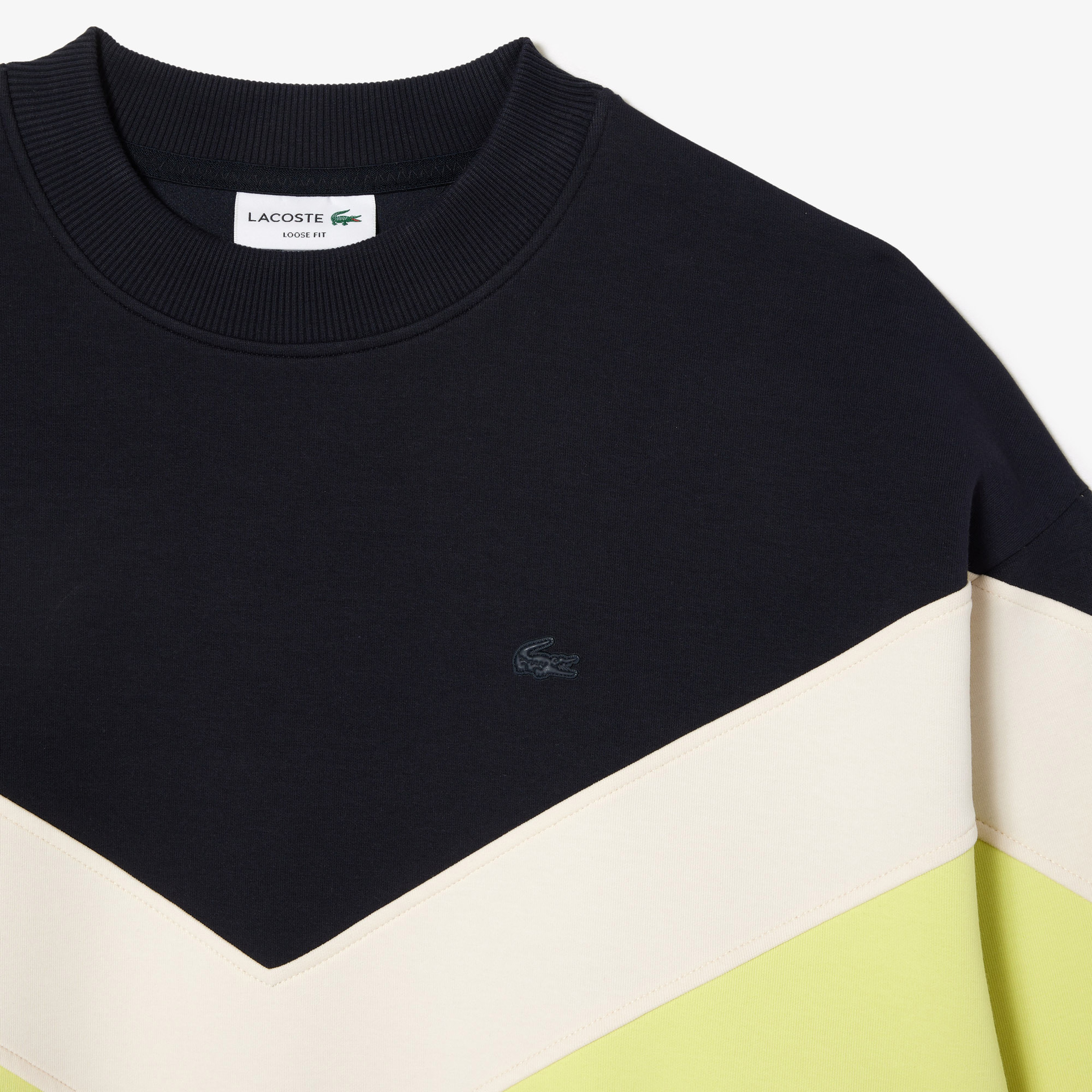 Erkek Loose Fit Bisiklet Yaka Renk Bloklu Siyah Sweatshirt