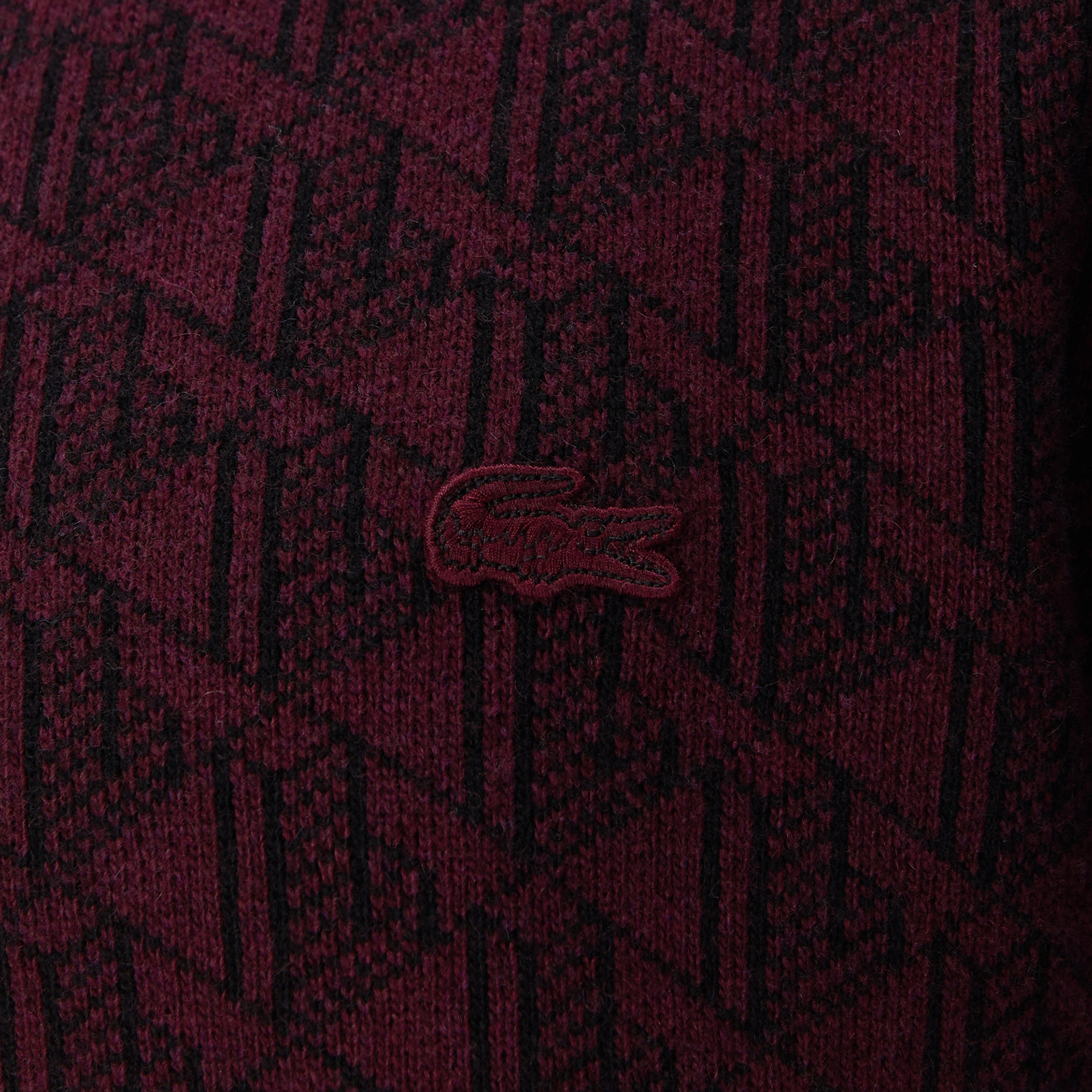 Lacoste Erkek Boğazlı Yaka Bordo Triko