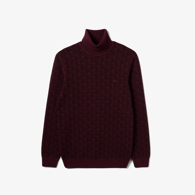 Lacoste Erkek Boğazlı Yaka Bordo Triko
