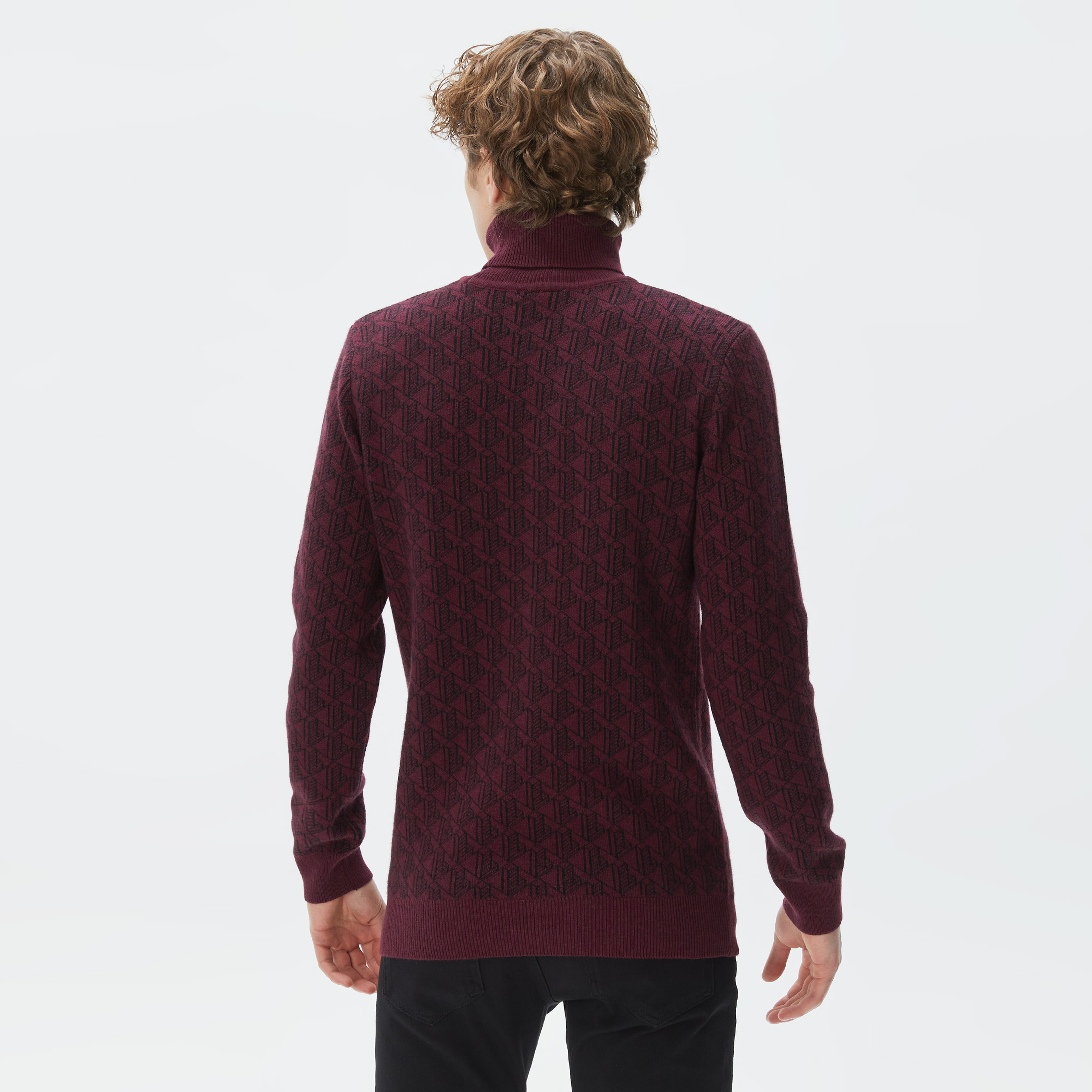 Lacoste Erkek Boğazlı Yaka Bordo Triko