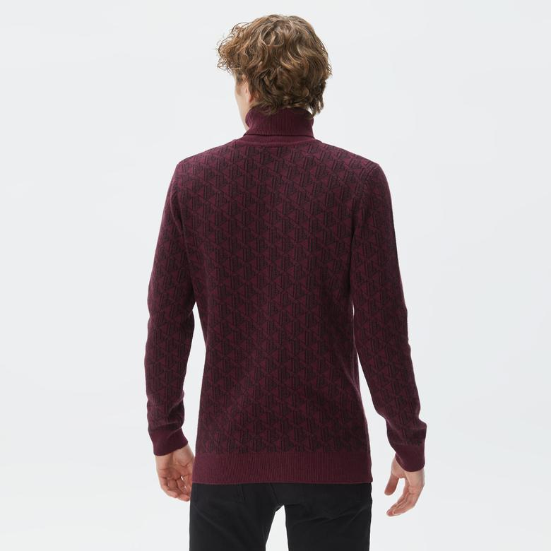 Lacoste Erkek Boğazlı Yaka Bordo Triko