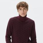 Lacoste Erkek Boğazlı Yaka Bordo Triko