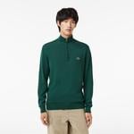 Lacoste Erkek Regular Fit Yarım Fermuarlı Organik Pamuk Koyu Yeşil Kazak