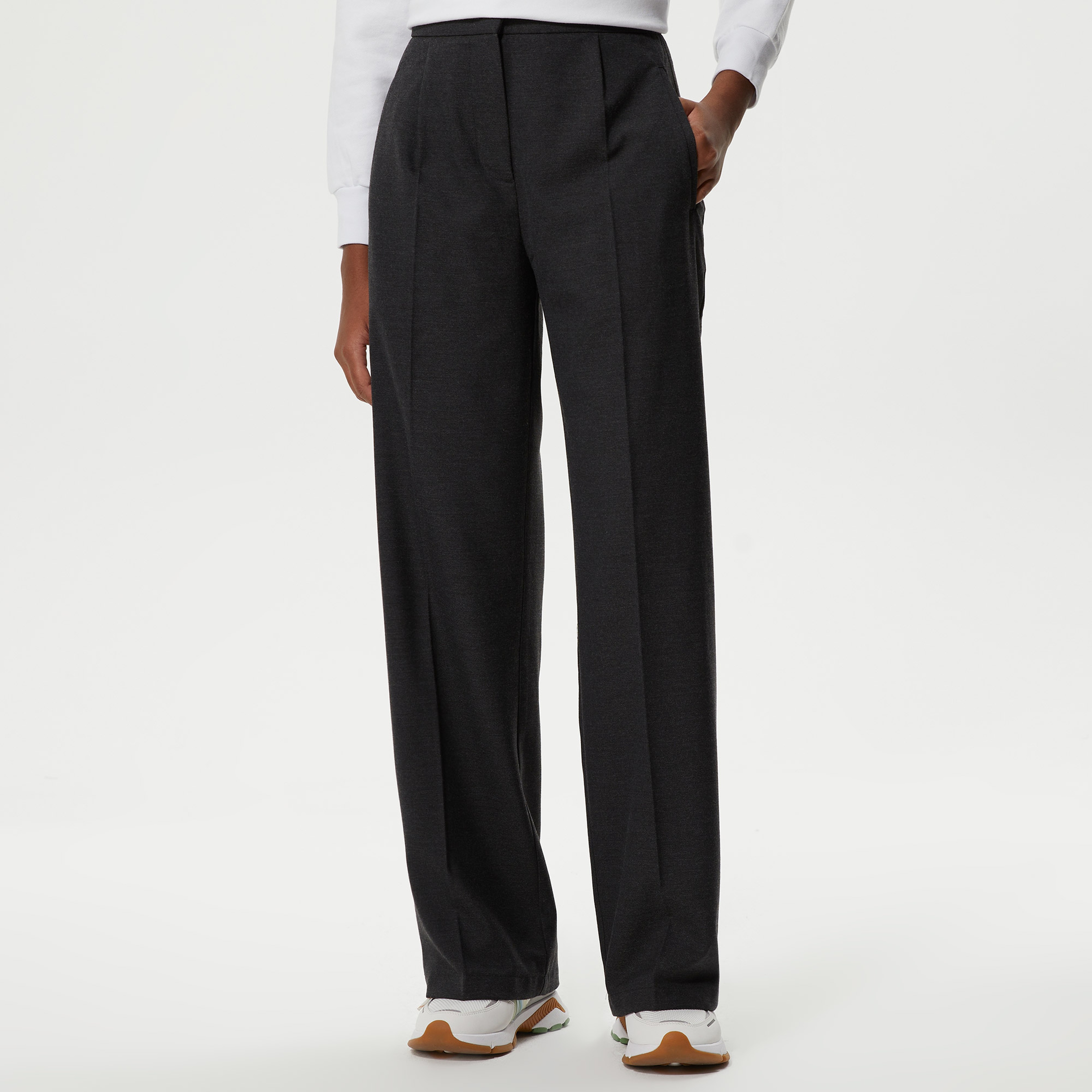 Kadın Straight Fit Gri Pantolon