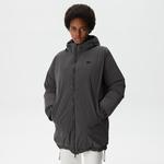 Kadın Kapüşonlu Çift Taraflı Siyah Şişme Mont