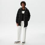 Kadın Kapüşonlu Çift Taraflı Siyah Şişme Mont