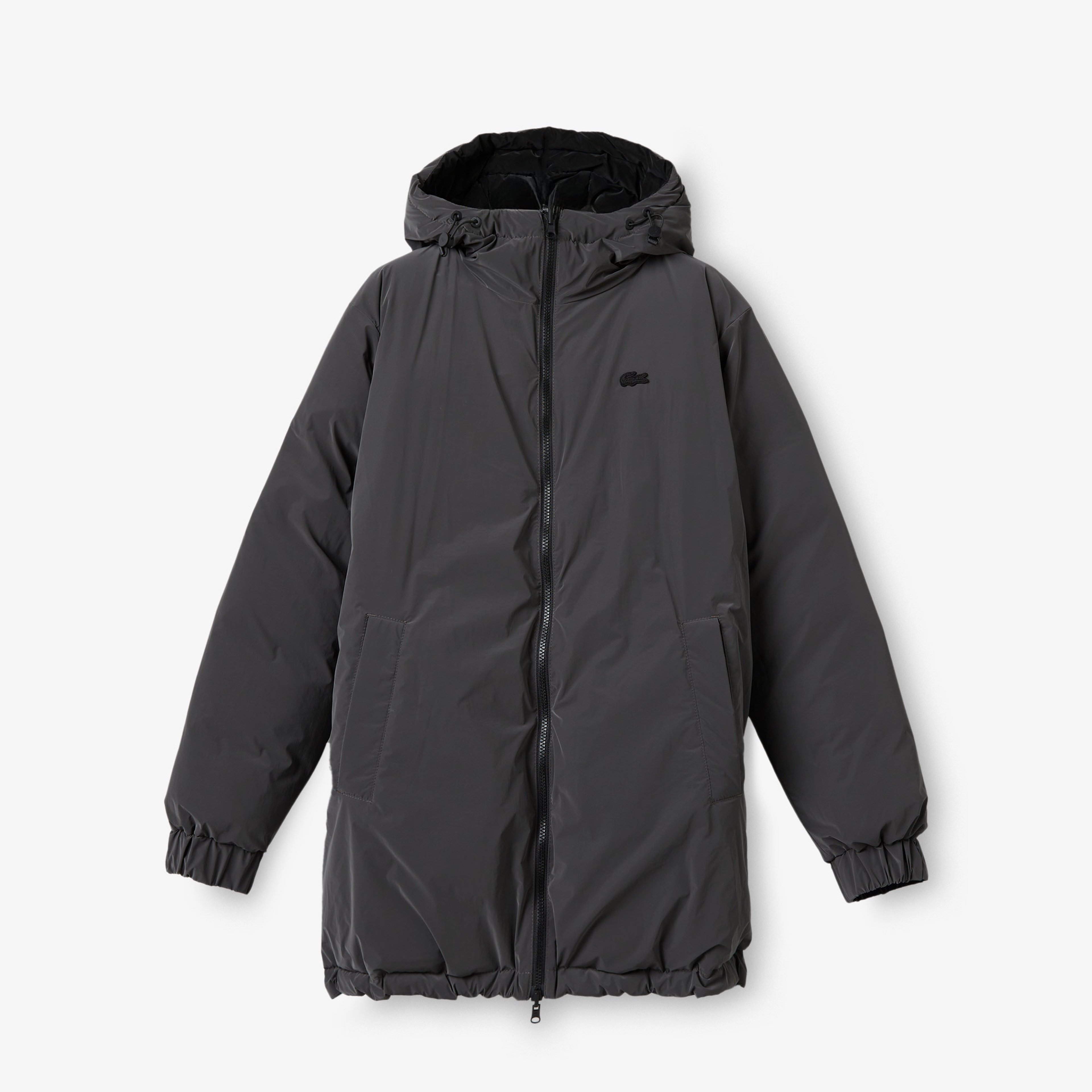 Kadın Kapüşonlu Çift Taraflı Siyah Şişme Mont