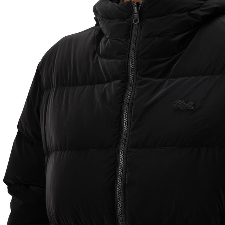 Kadın Kapüşonlu Çift Taraflı Siyah Şişme Mont