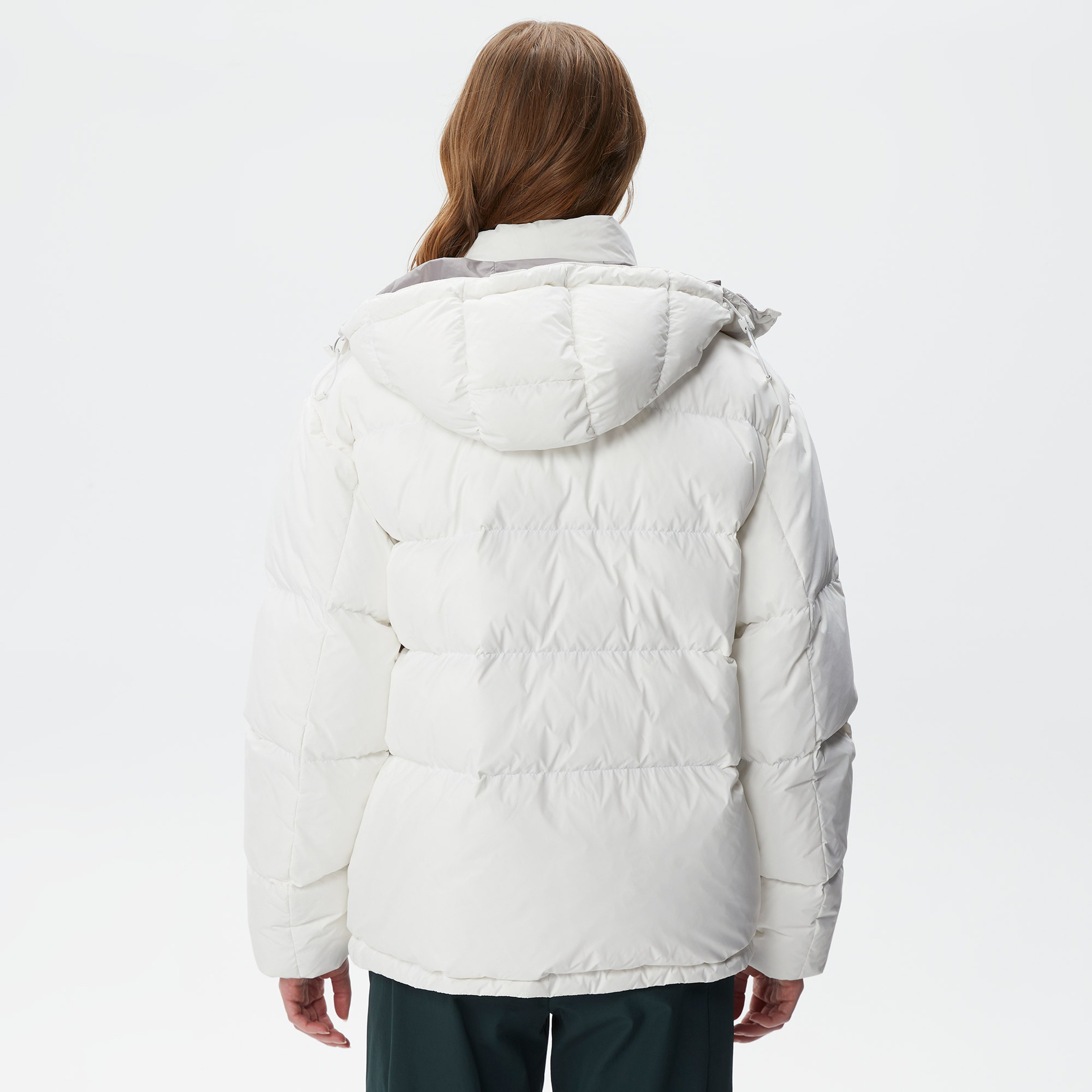 Kadın Kapüşonlu Kapitone Beyaz Mont