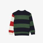 Çocuk Bisiklet Yaka Renk Bloklu Yeşil Triko