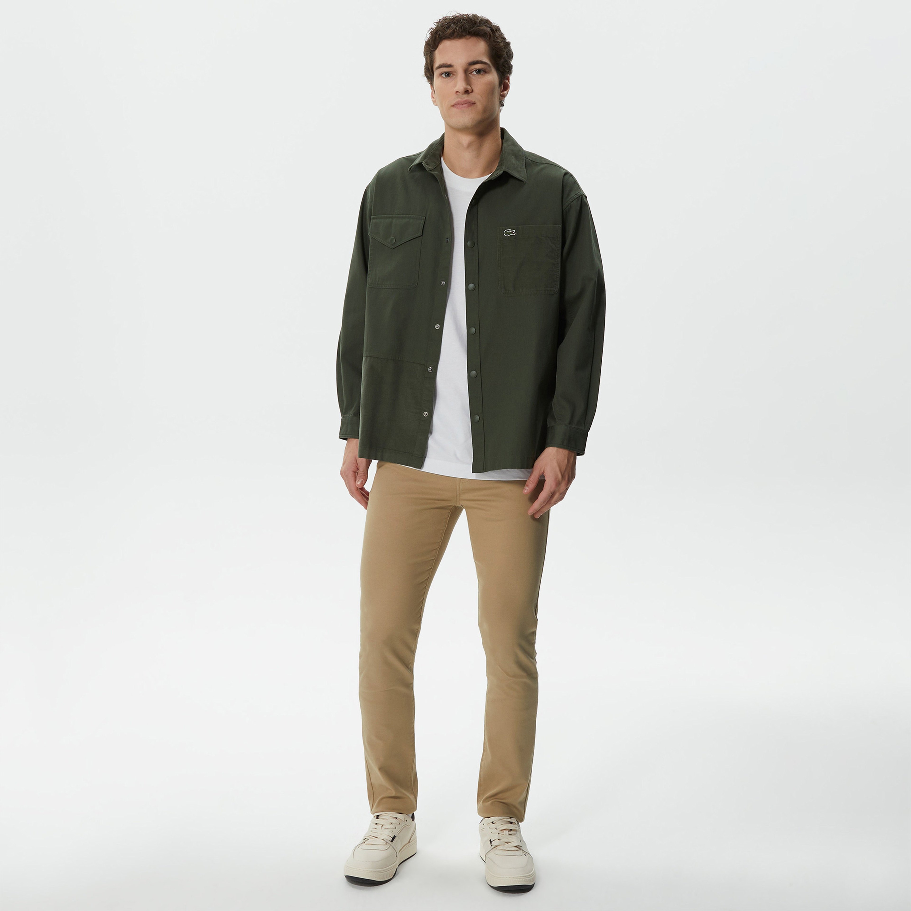 Erkek Relaxed Fit Renk Bloklu Yeşil Gömlek