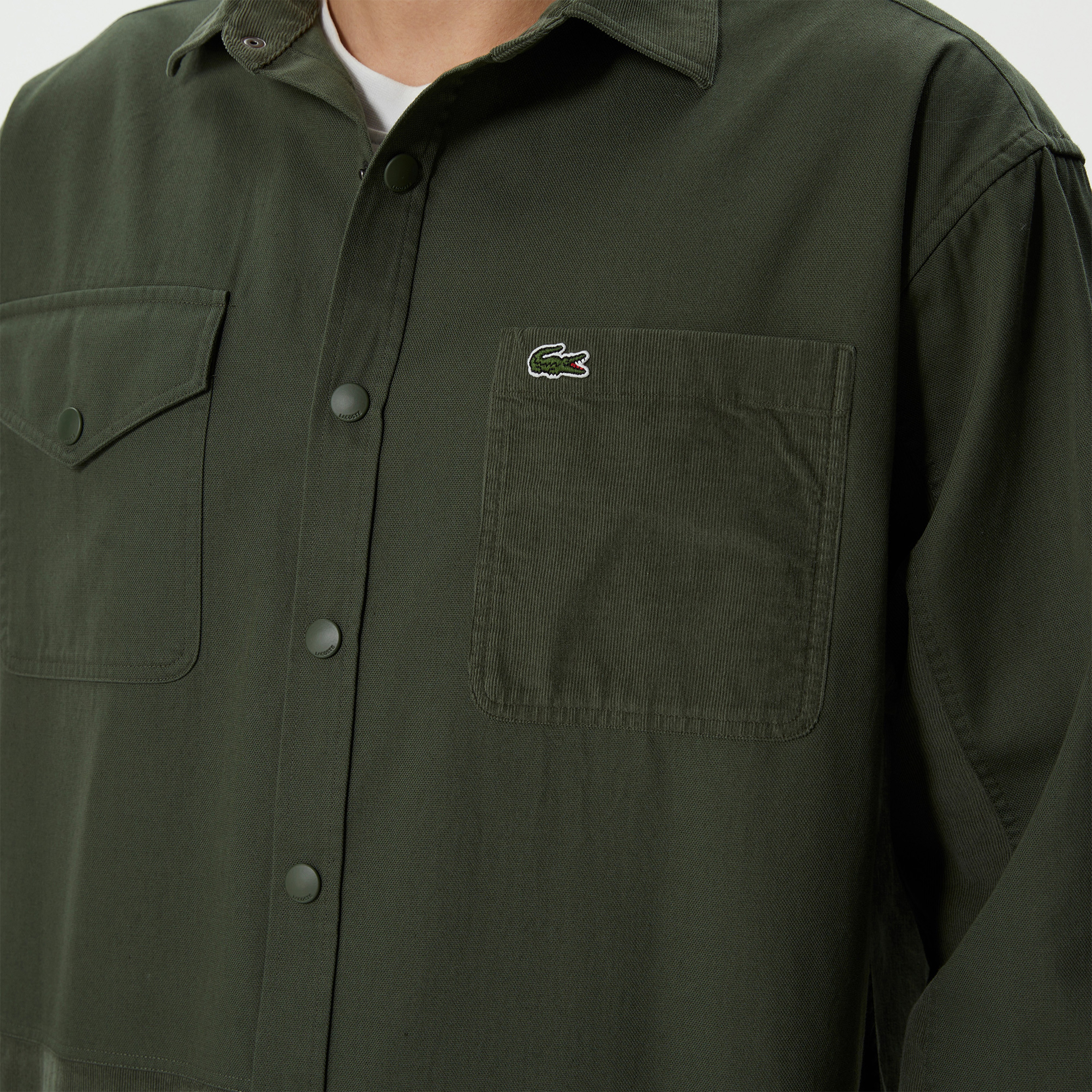 Erkek Relaxed Fit Renk Bloklu Yeşil Gömlek