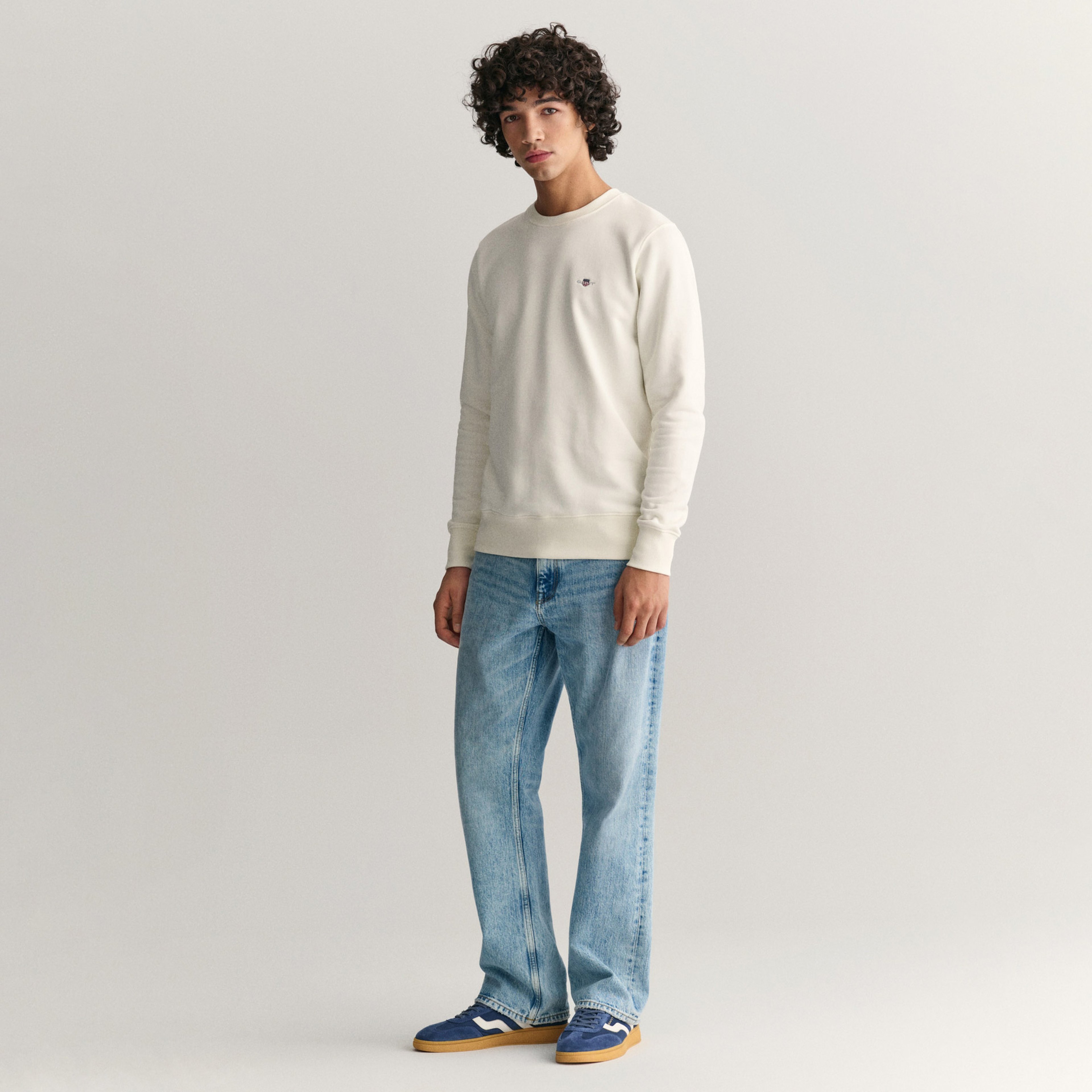 GANT Erkek Krem Regular Fit Bisiklet Yaka Sweatshirt