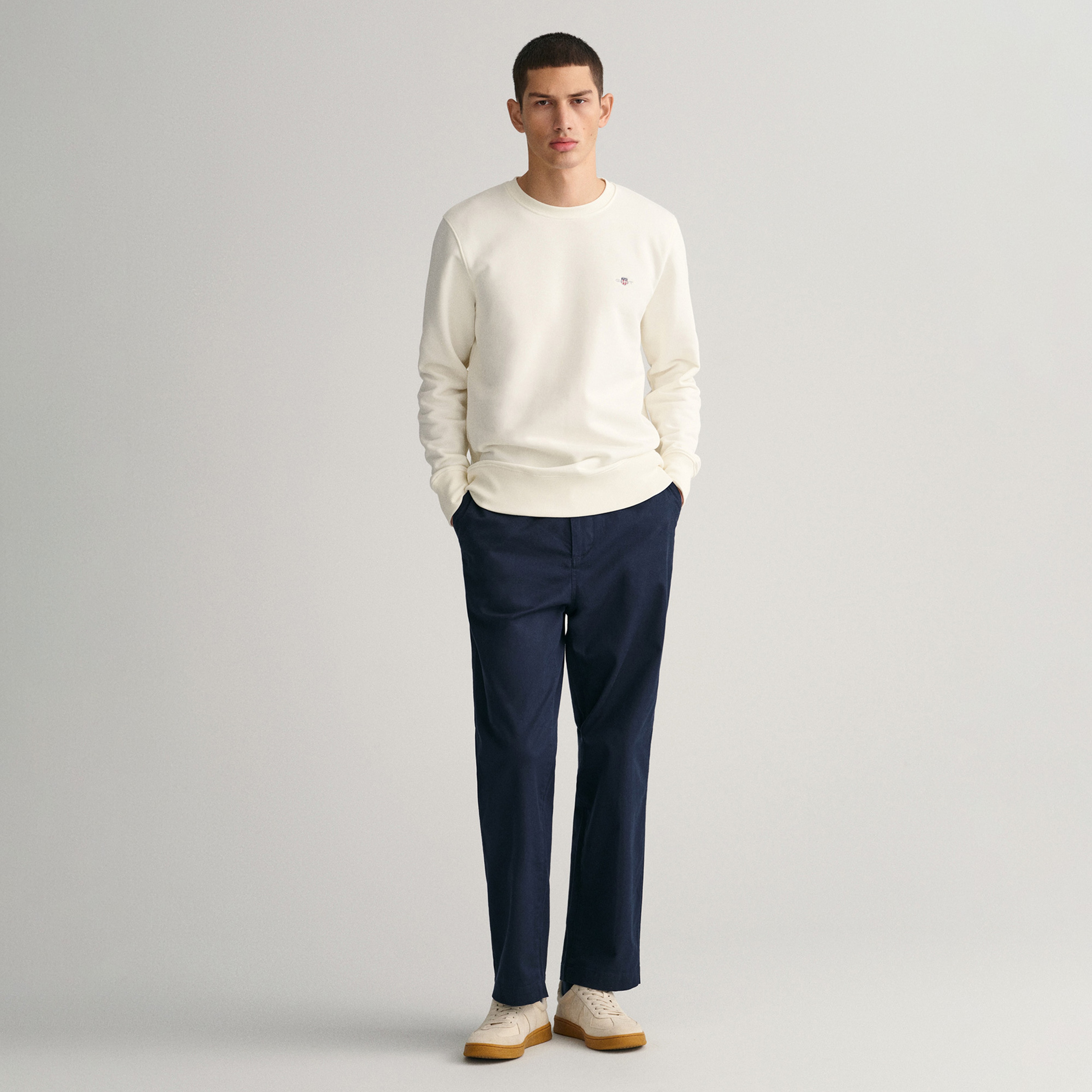 GANT Erkek Krem Regular Fit Bisiklet Yaka Sweatshirt