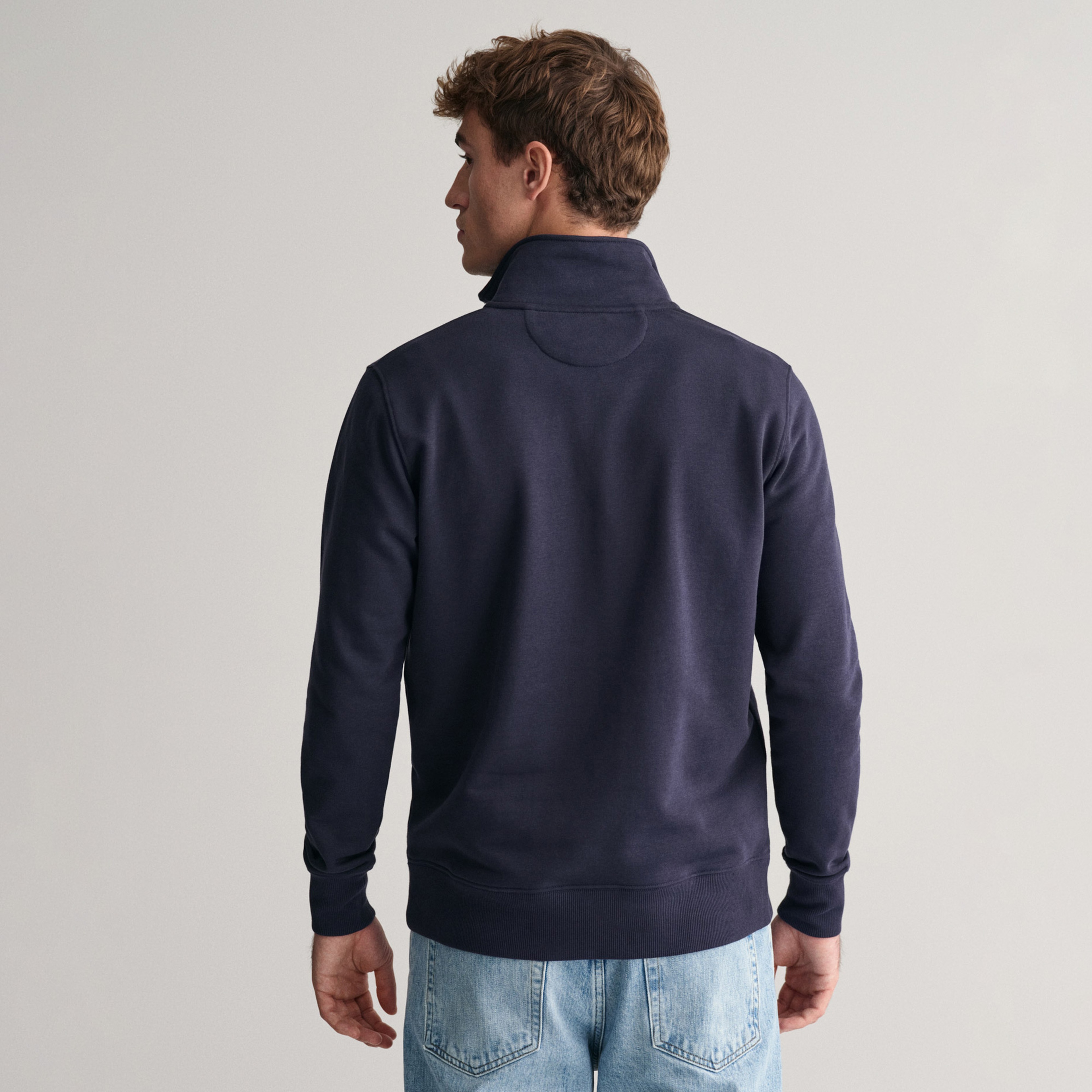 GANT Erkek Lacivert Regular Fit Yarım Fermuarlı Sweatshirt