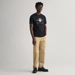 GANT Erkek Siyah Regular Fit Bisiklet Yaka Logolu T-Shirt