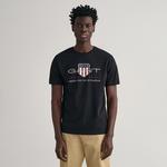 GANT Erkek Siyah Regular Fit Bisiklet Yaka Logolu T-Shirt