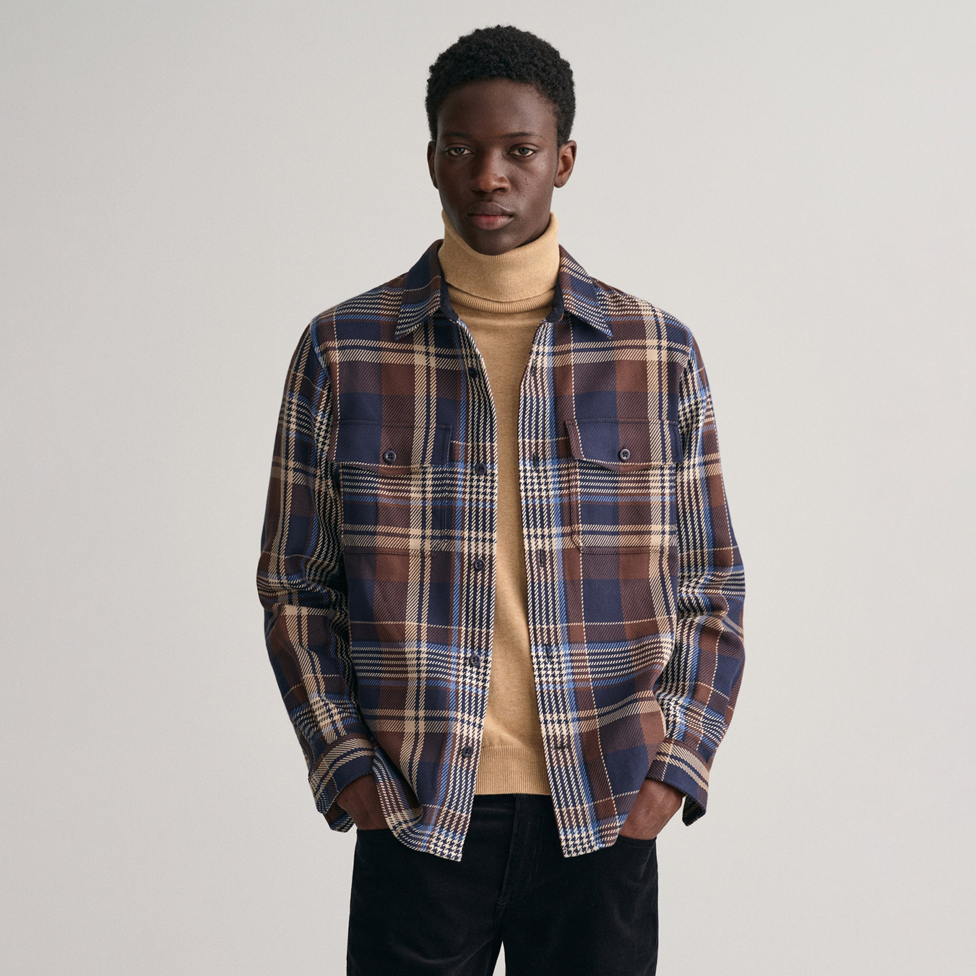 GANT Erkek Lacivert Regular Fit Klasik Yaka Kareli Gömlek