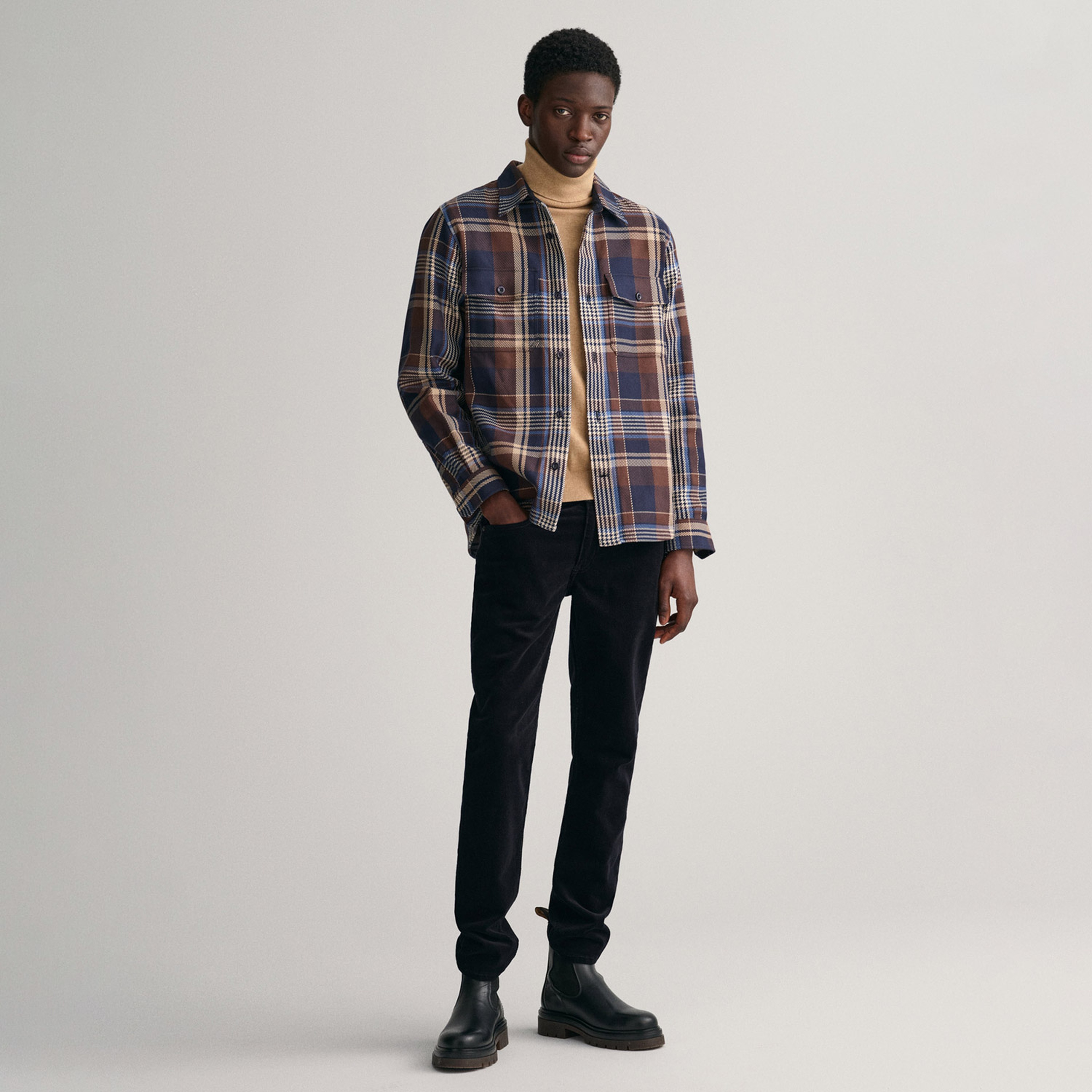 GANT Erkek Lacivert Regular Fit Klasik Yaka Kareli Gömlek