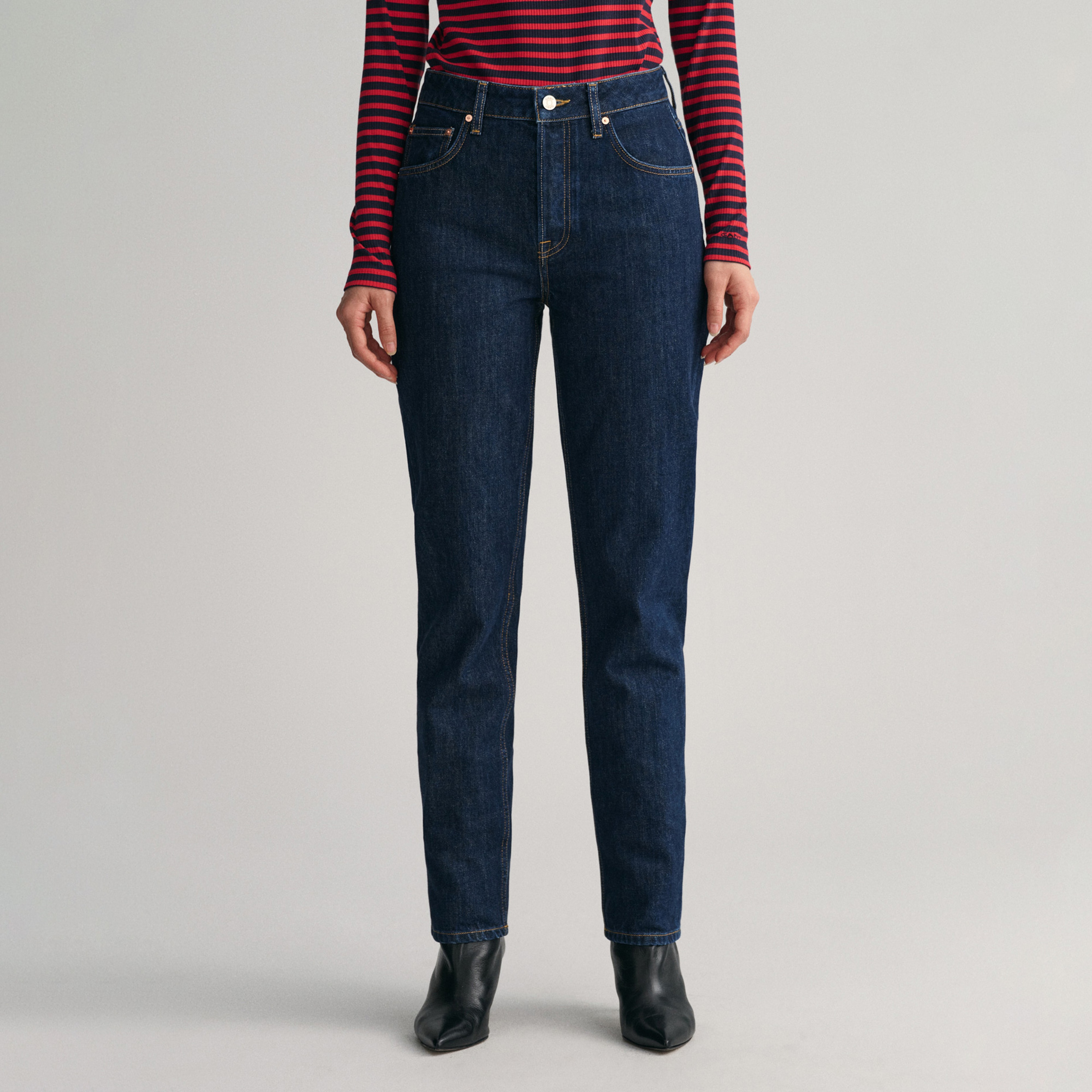 GANT Kadın Lacivert Straight Fit Jean Pantolon