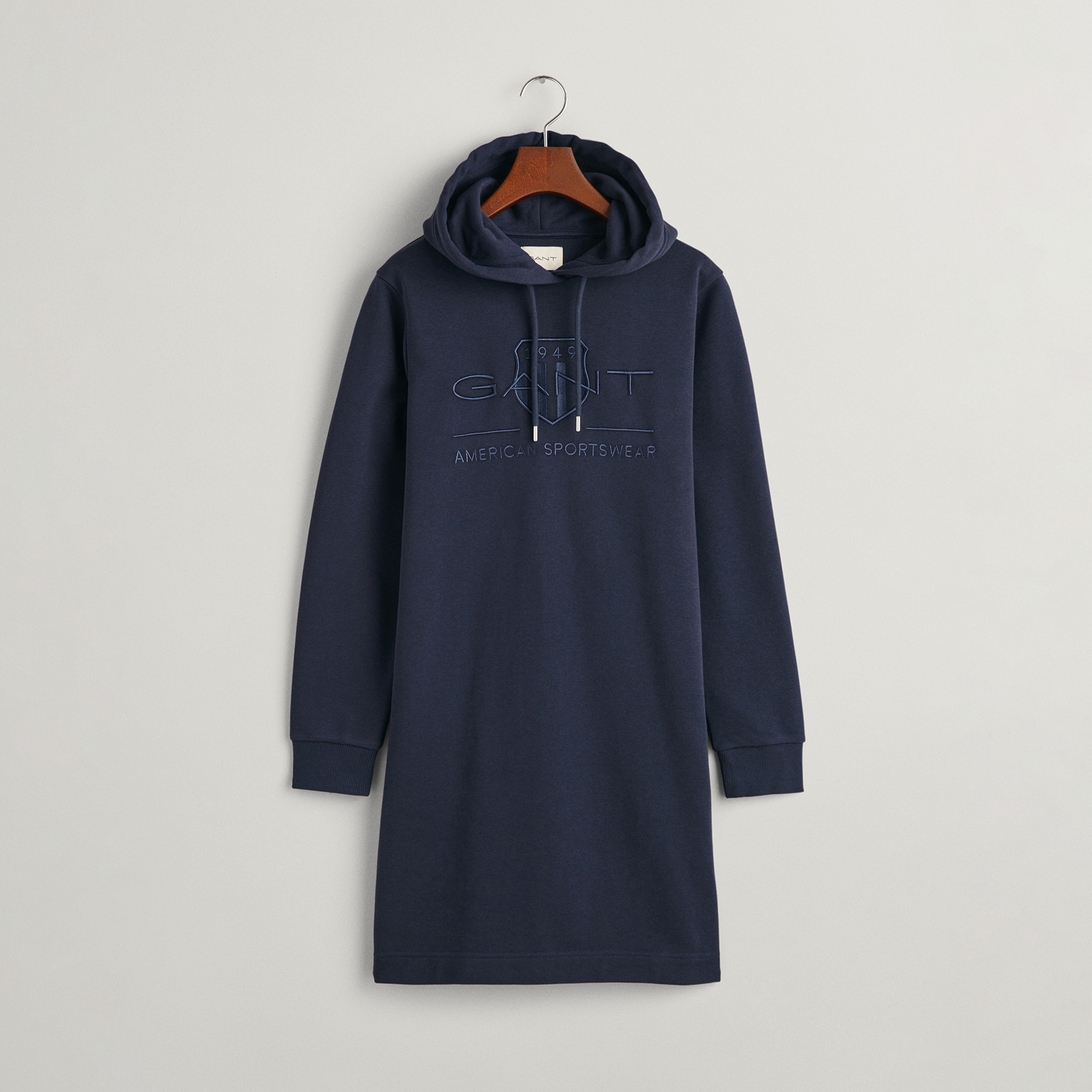 GANT Kadın Lacivert Regular Fit Kapüşonlu Logolu Elbise