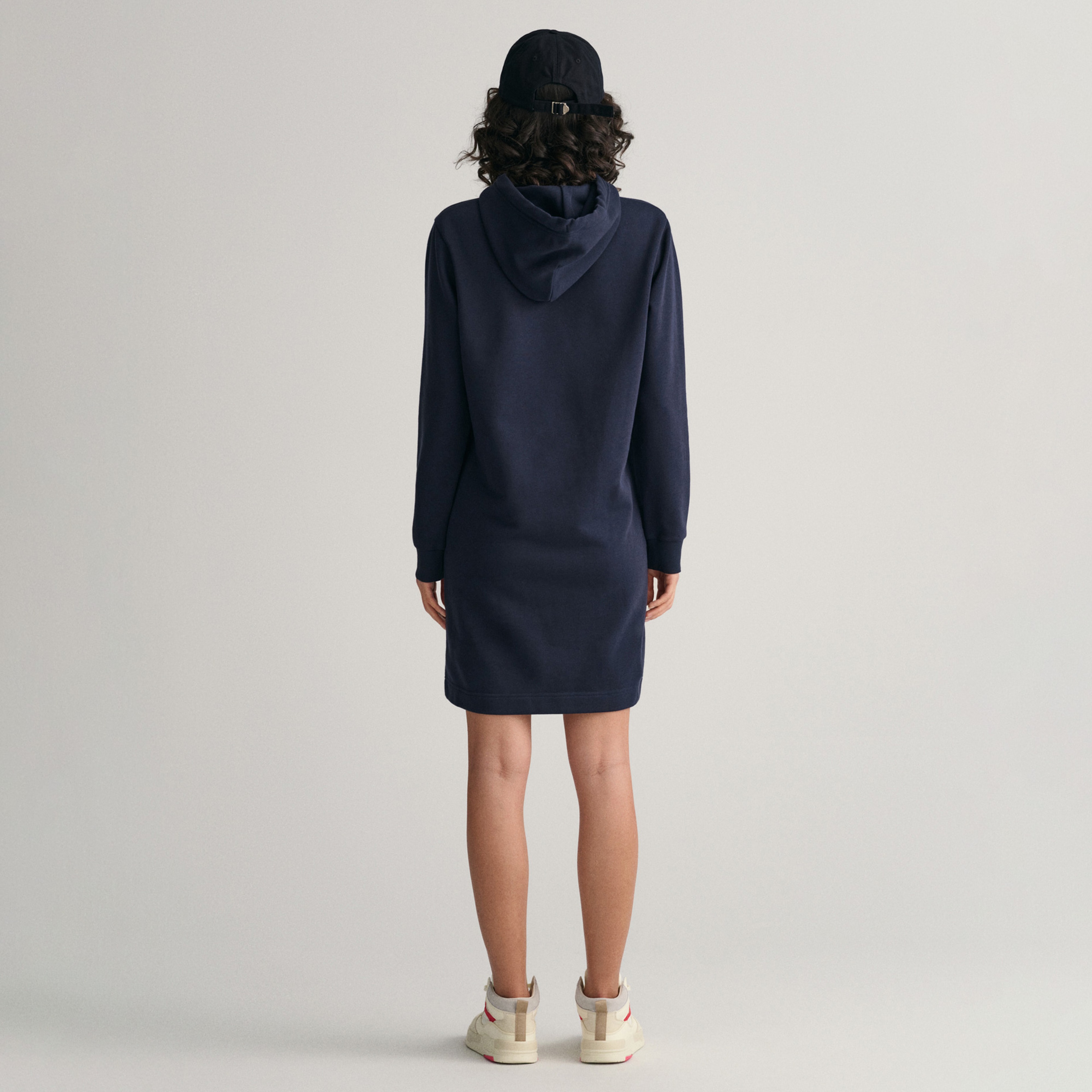 GANT Kadın Lacivert Regular Fit Kapüşonlu Logolu Elbise