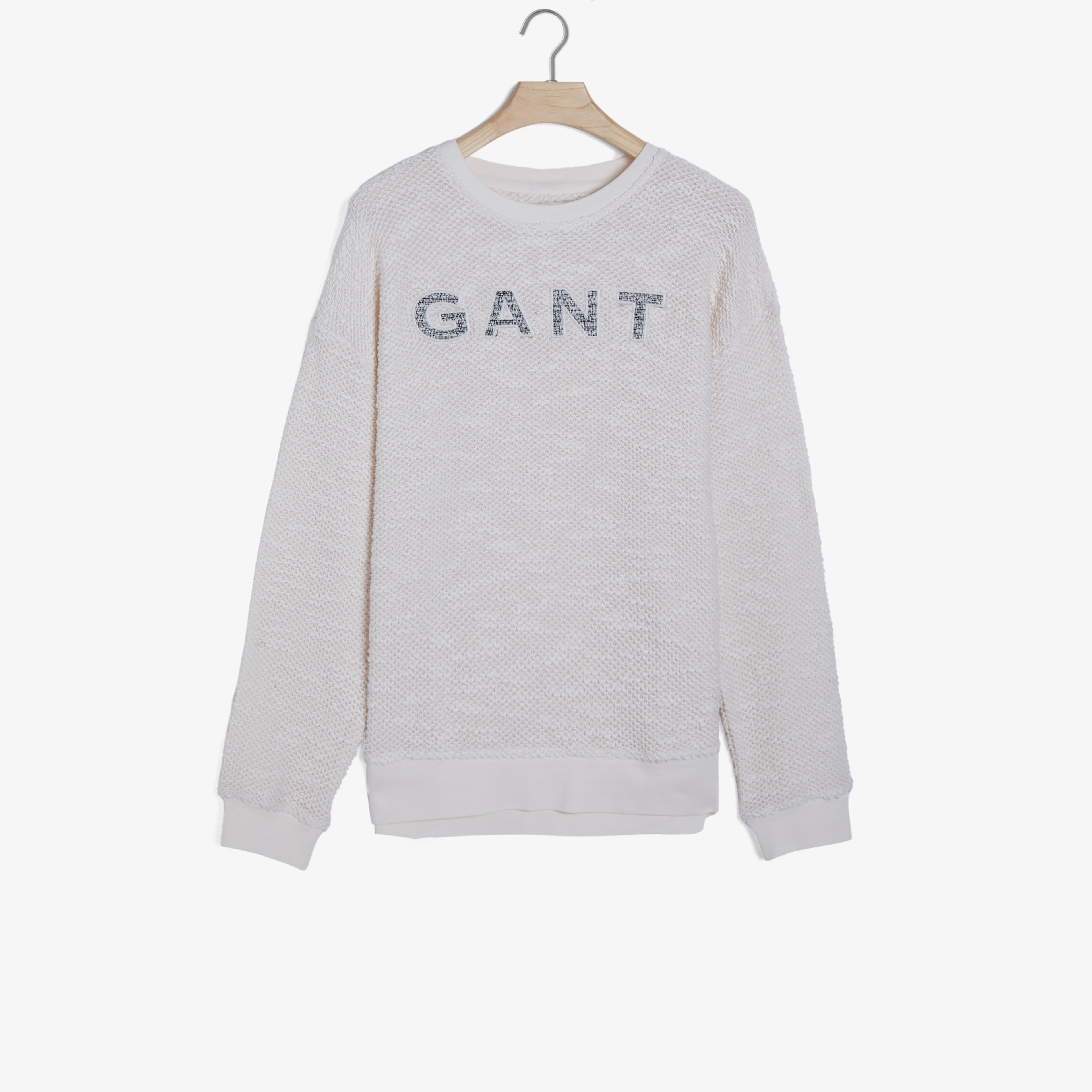 GANT Kadın Krem Relaxed Fit Bisiklet Yaka Logolu Sweatshirt
