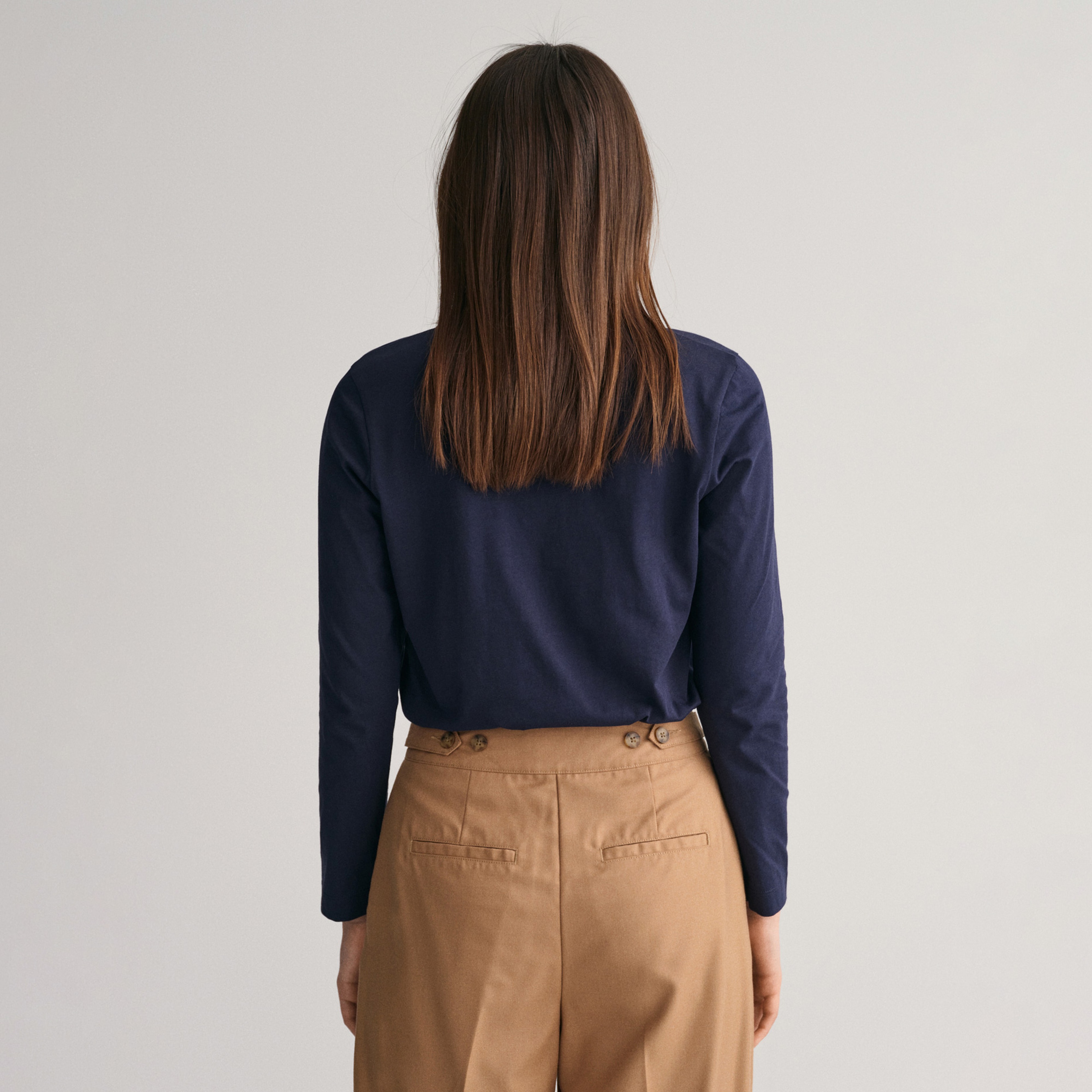 GANT Kadın Lacivert Regular Fit Bisiklet Yaka T-Shirt