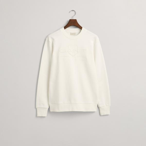 GANT Erkek Krem Regular Fit Bisiklet Yaka Logolu Sweatshirt