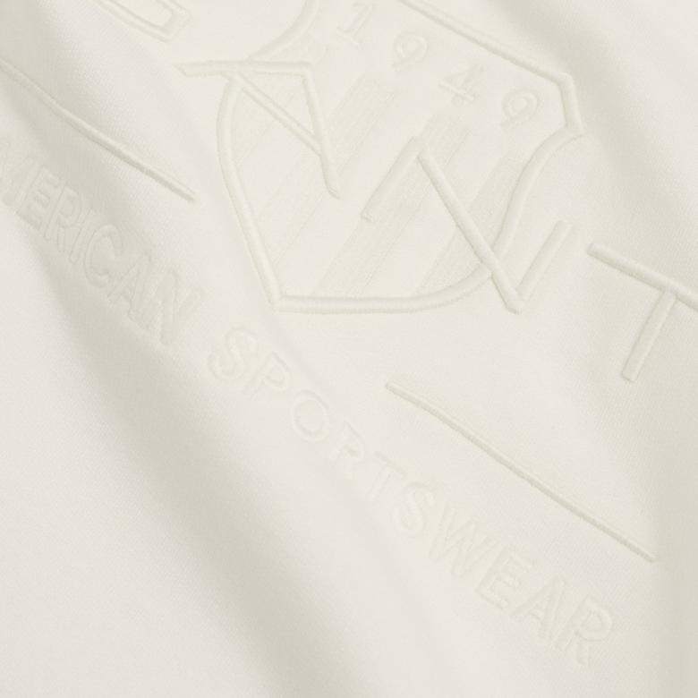 GANT Erkek Krem Regular Fit Bisiklet Yaka Logolu Sweatshirt