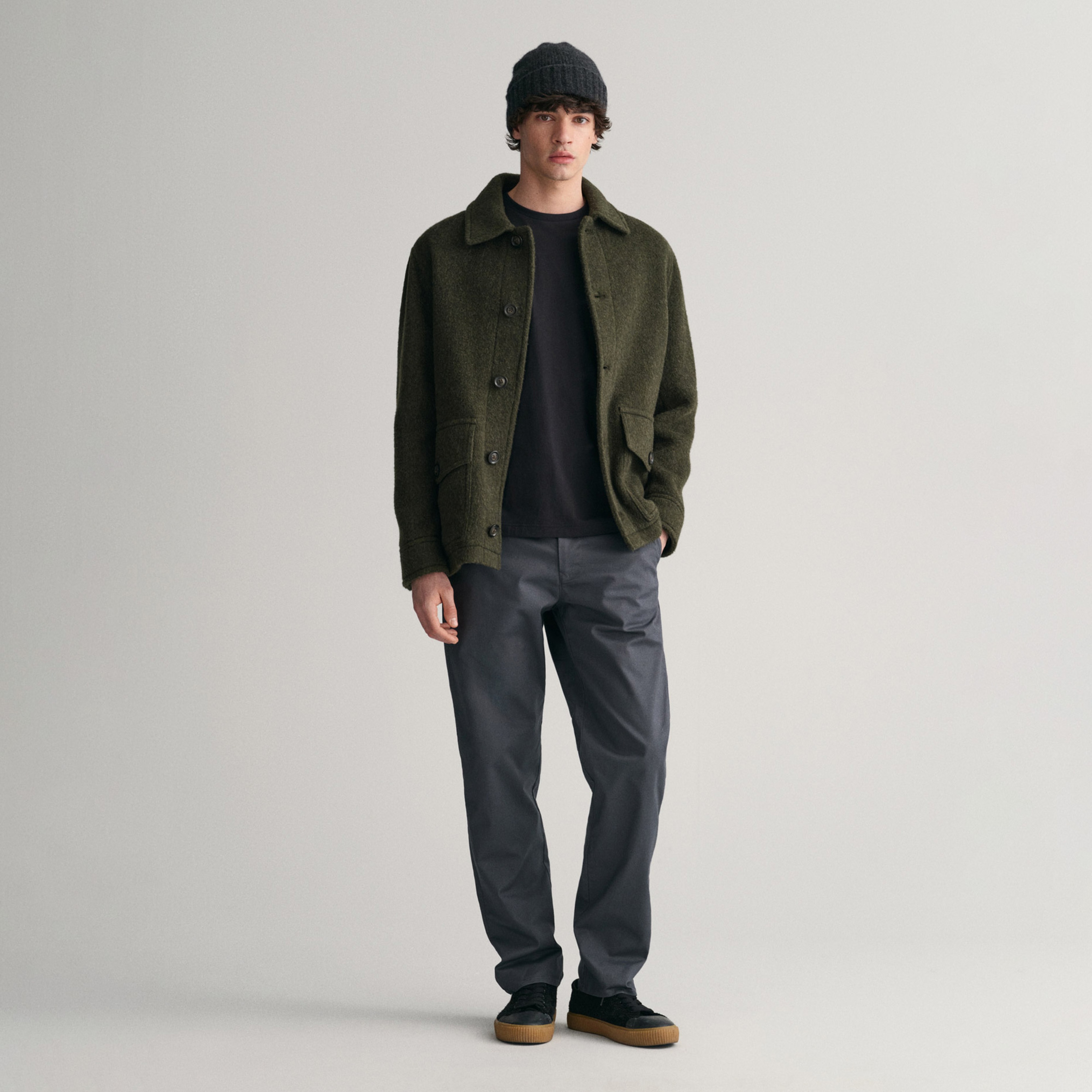 Gant Erkek Siyah Regular Fit Bisiklet Yaka Uzun Kollu T-Shirt