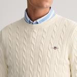 GANT Erkek Krem Regular Fit Bisiklet Yaka Örgü Kazak