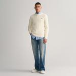 GANT Erkek Krem Regular Fit Bisiklet Yaka Örgü Kazak